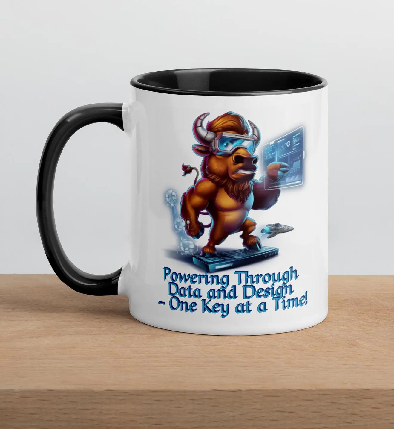 Tech Bison Mug – Full-Body 3D Cartoon with Motivational Quote for Tech Lovers and Innovators