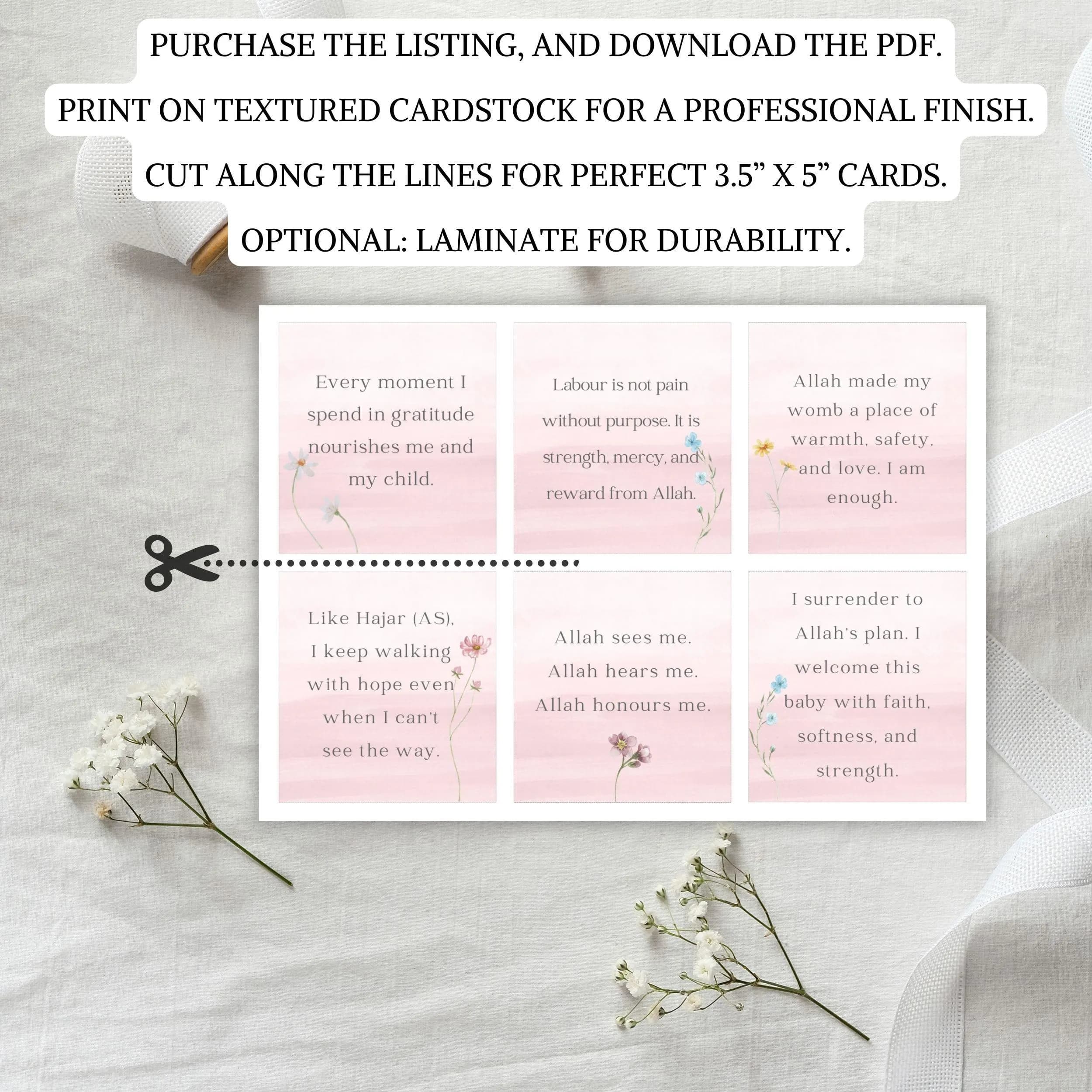 Islamic Pregnancy Affirmation Cards: Muslim Mom Support (Digital Download) - image 3