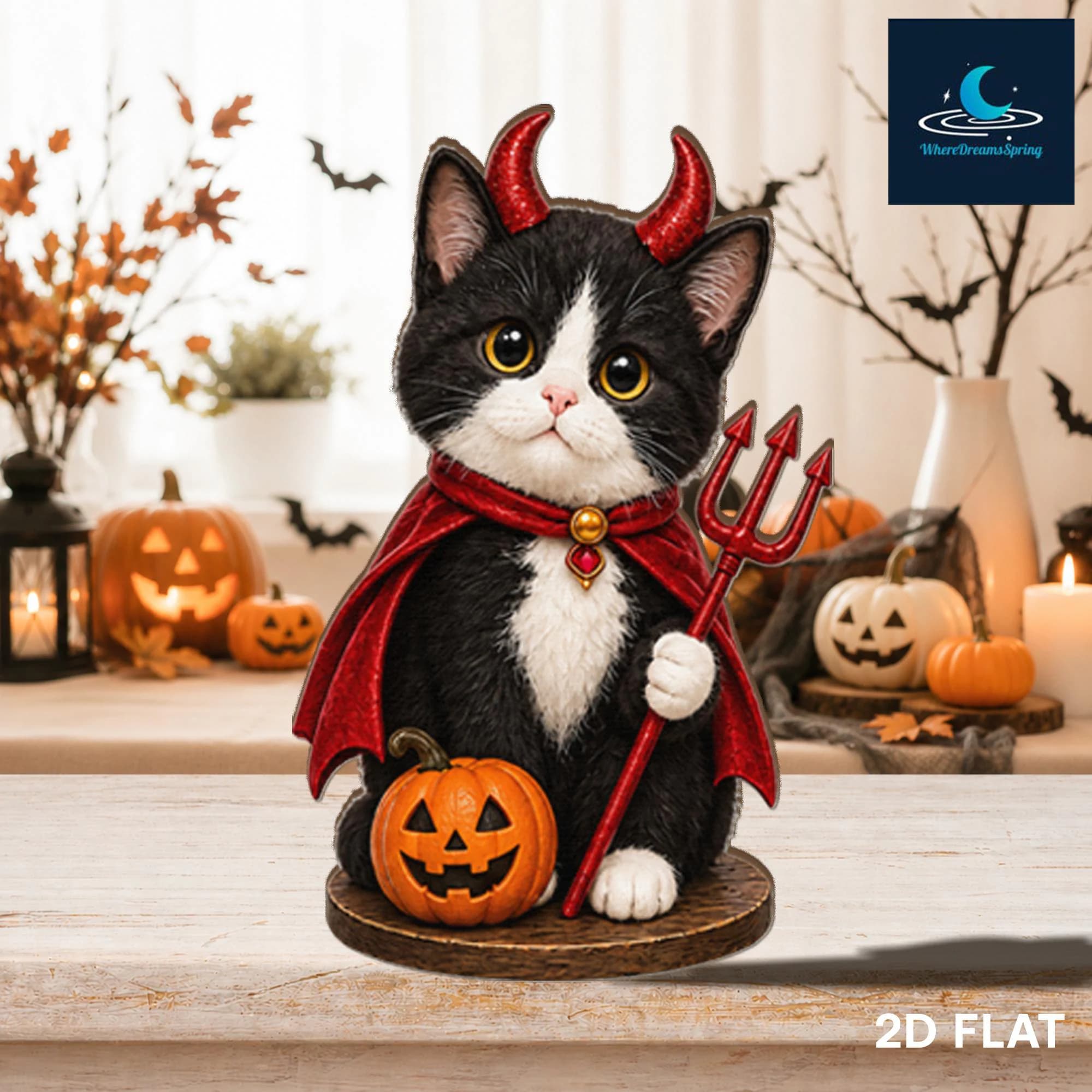 Personalized Halloween Cat Figurine, Custom Name Black Cat Decor, Spooky Fall Shelf Ornament - image 3