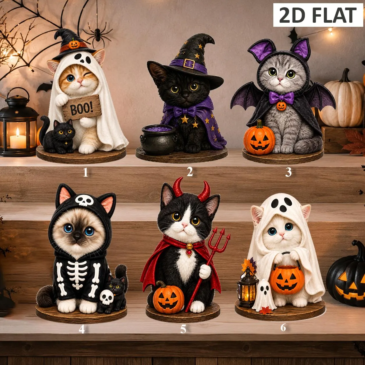 Personalized Halloween Cat Figurine, Custom Name Black Cat Decor, Spooky Fall Shelf Ornament