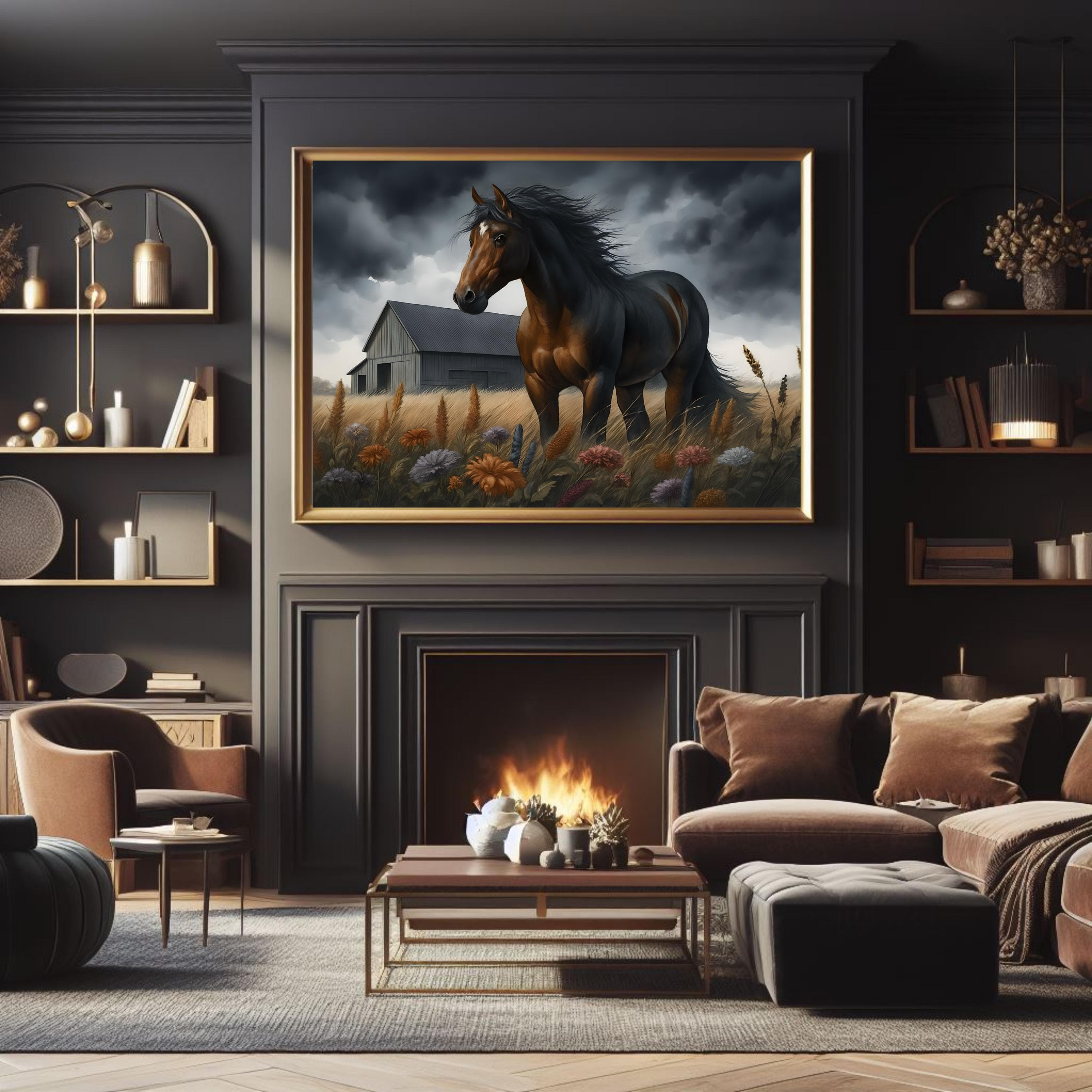 Moody Brown Horse Art Print: Vintage Equestrian Wall Decor - image 3