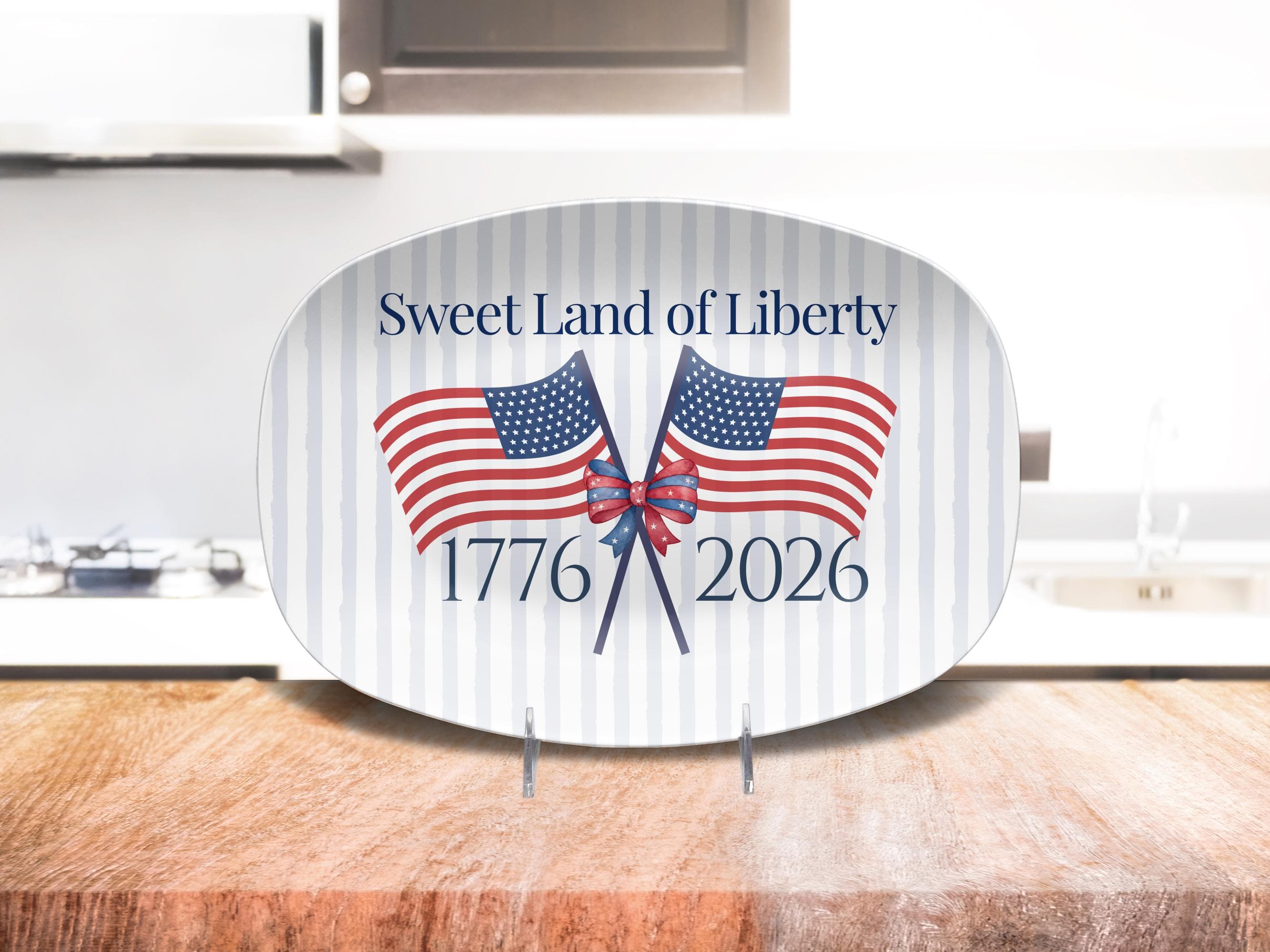 Patriotic Americana Tray 4th of July Kitchen Decor America 250th Anniversary Party Plate USA 250 Years of Freedom Serving Platter