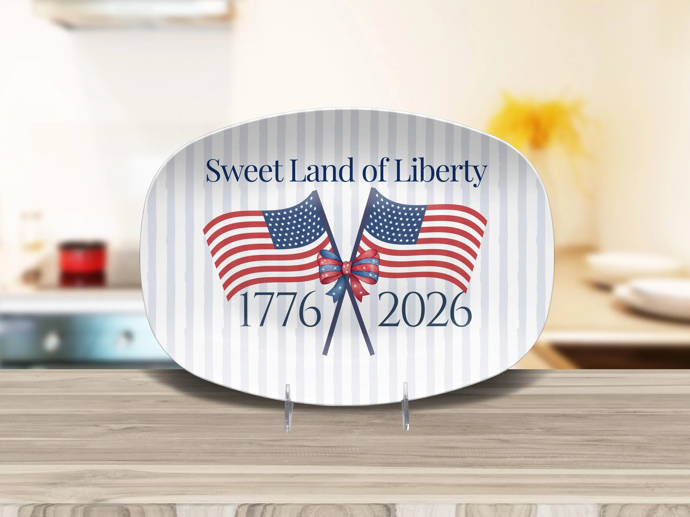 Patriotic Americana Tray 4th of July Kitchen Decor America 250th Anniversary Party Plate USA 250 Years of Freedom Serving Platter