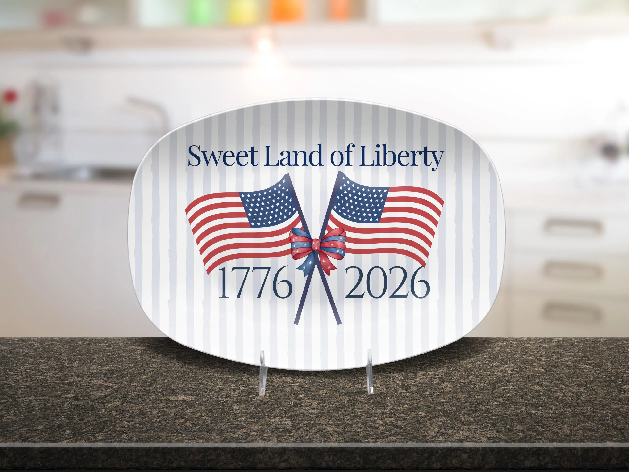 Patriotic Americana Tray 4th of July Kitchen Decor America 250th Anniversary Party Plate USA 250 Years of Freedom Serving Platter