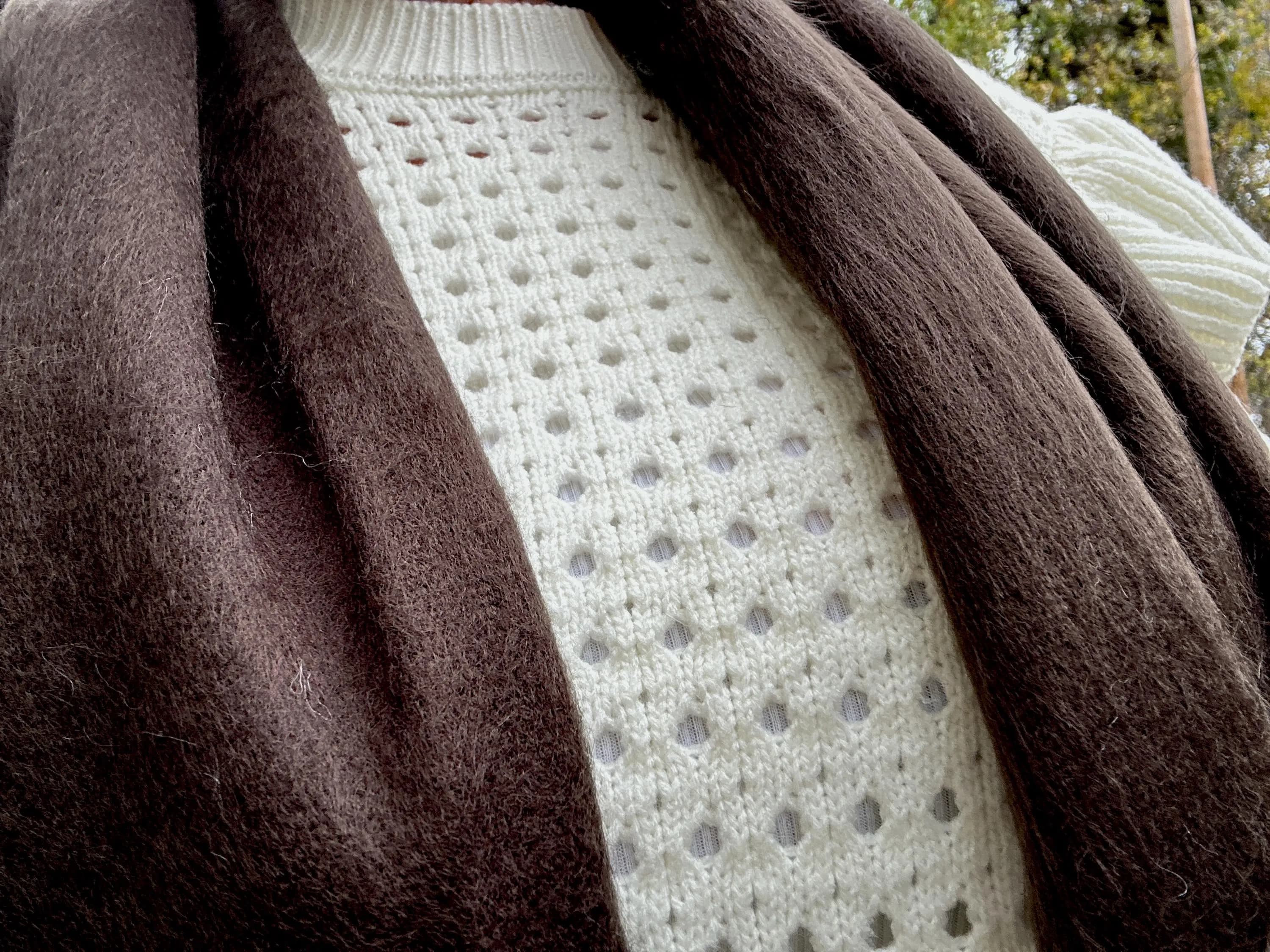Handwoven Baby Alpaca Shawl - Dark Brown Winter Scarf - image 4