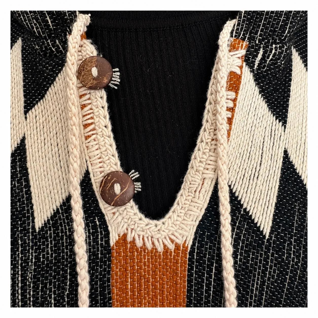 100% Wool Hooded Poncho | Southwestern Pullover | Unisex Western Outerwear - image 2