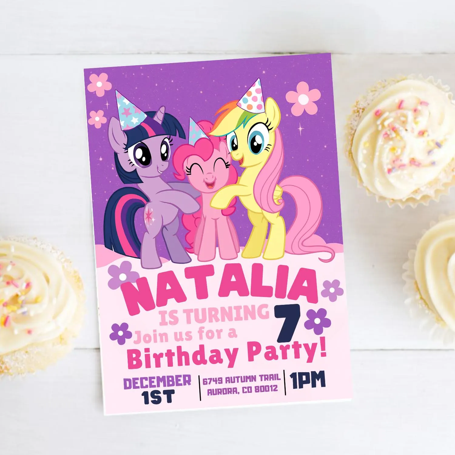Pony Birthday Invitation: Rainbow Horse Party, Editable Template (Digital Download) - image 4