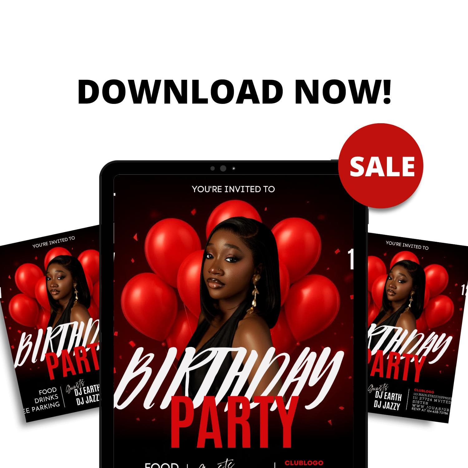 Nightlife Birthday Party Flyer, Red Balloon Bash (Editable Canva Template) - image 4