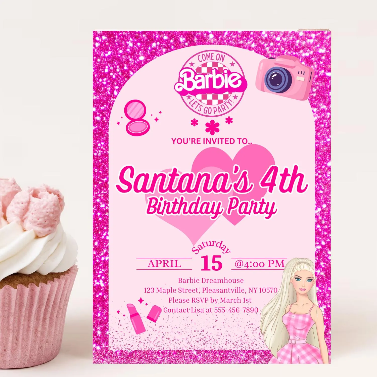 Barbie Birthday Invitation: Princess Party, Editable Template (Digital)