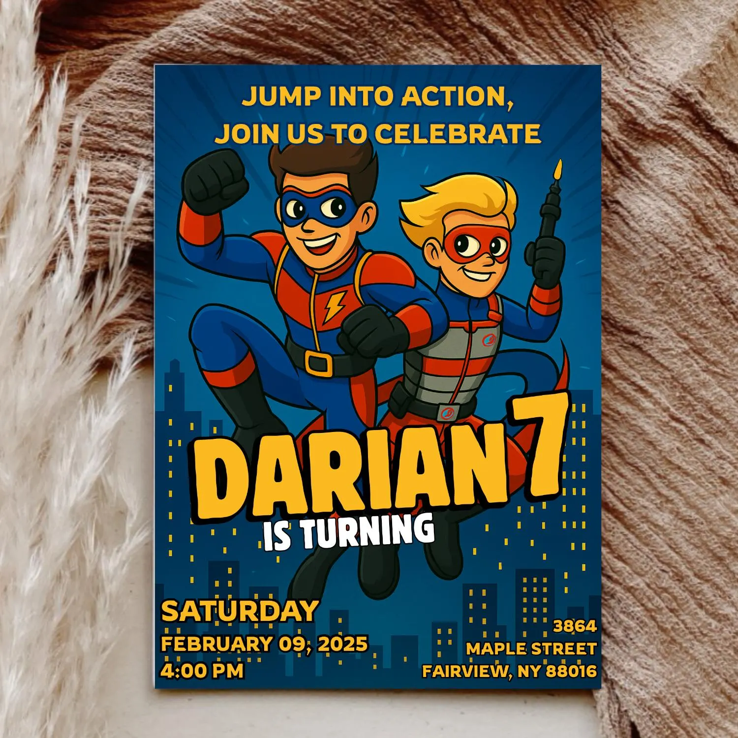 Superhero Birthday Invitation: Comic Book Party, Editable Template (Digital Download) - image 3