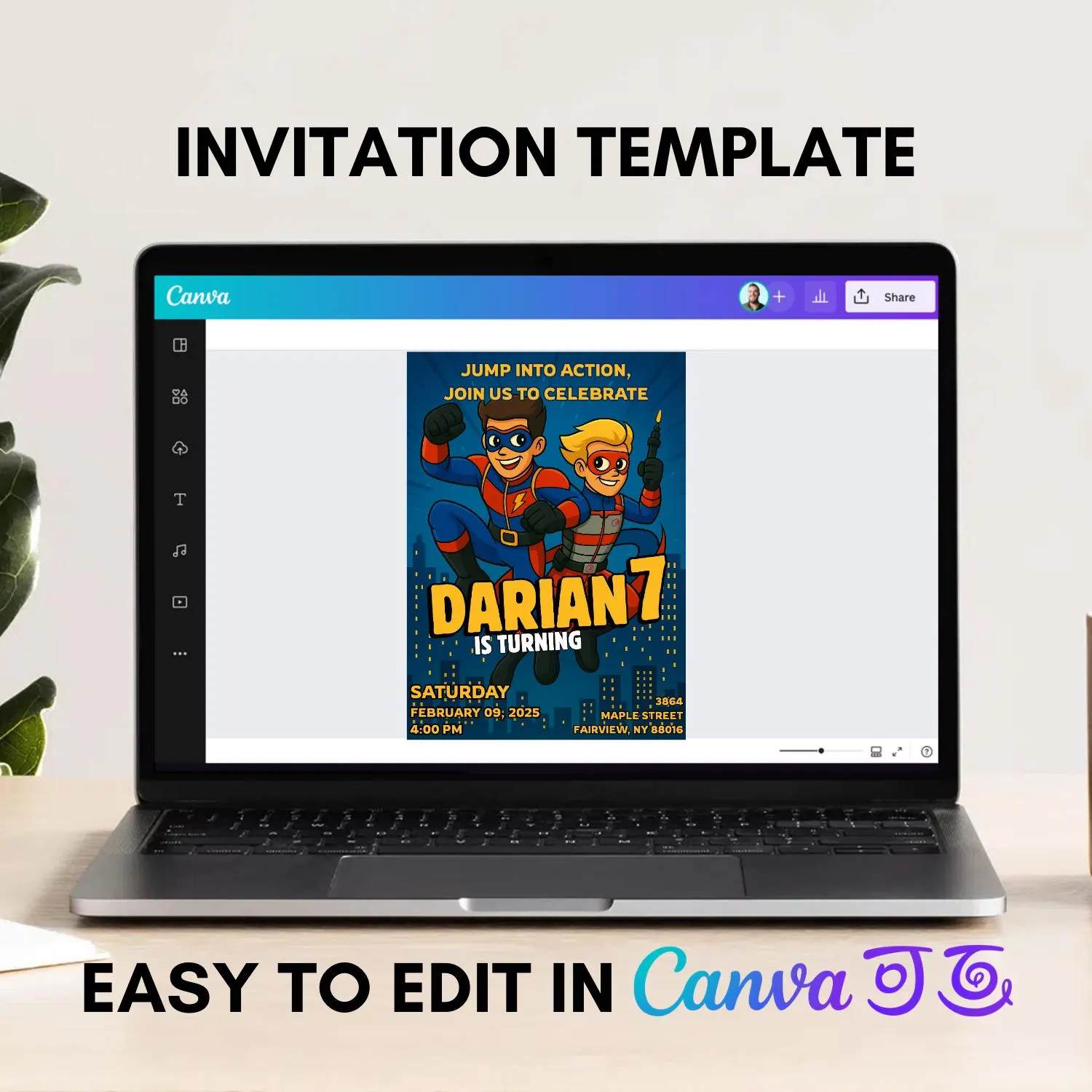 Superhero Birthday Invitation: Comic Book Party, Editable Template (Digital Download) - image 5