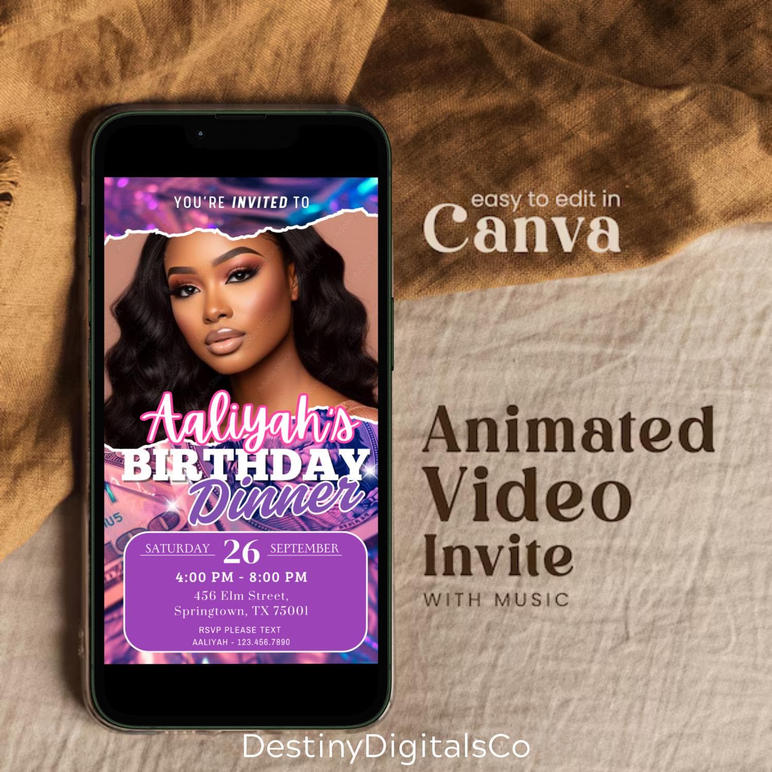 Animated Birthday Party Invitation: Customizable Digital Template - image 3
