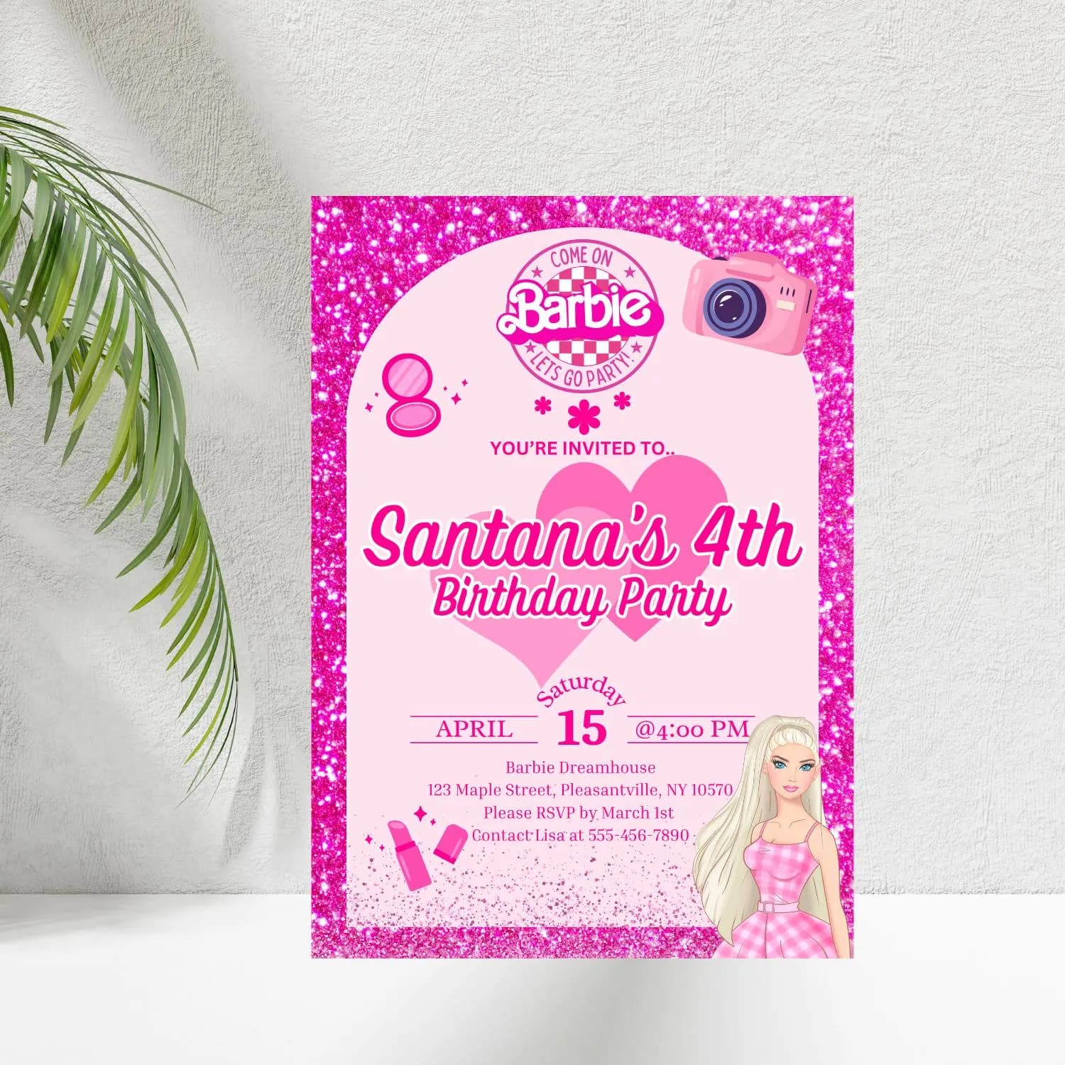 Barbie Birthday Invitation: Princess Party, Editable Template (Digital) - image 4