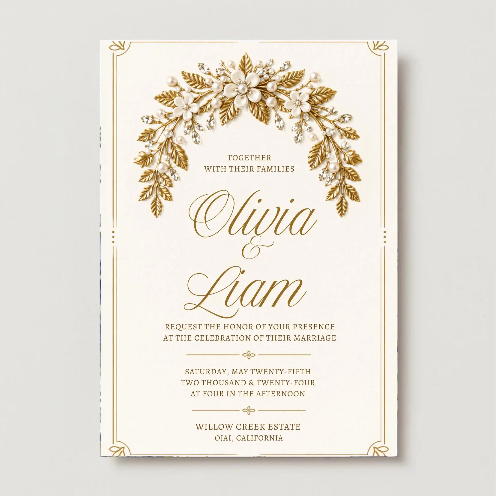 Editable Gold Floral Wedding Invitation Template (Instant Download) - image 3