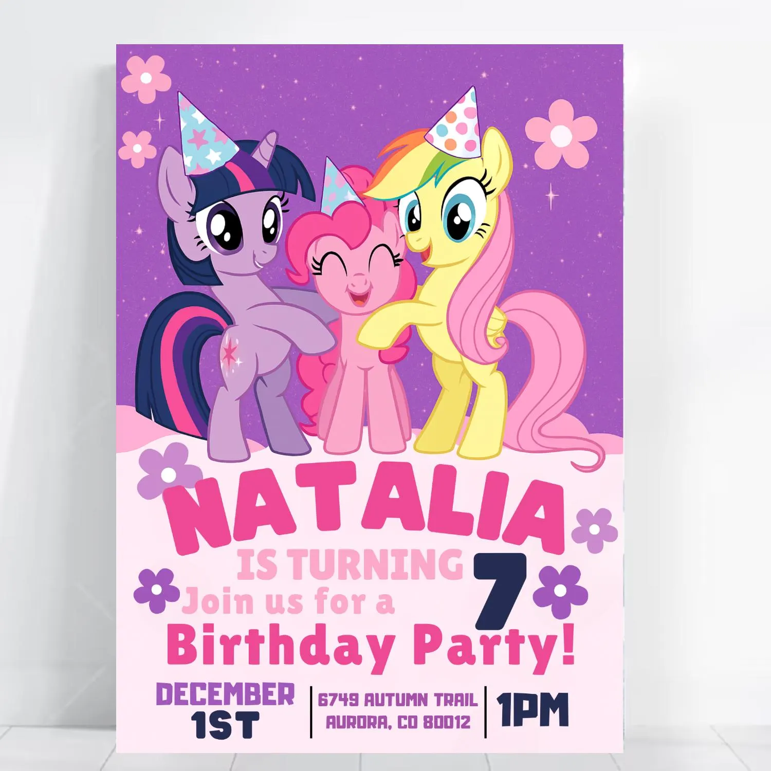 Pony Birthday Invitation: Rainbow Horse Party, Editable Template (Digital Download) - image 5