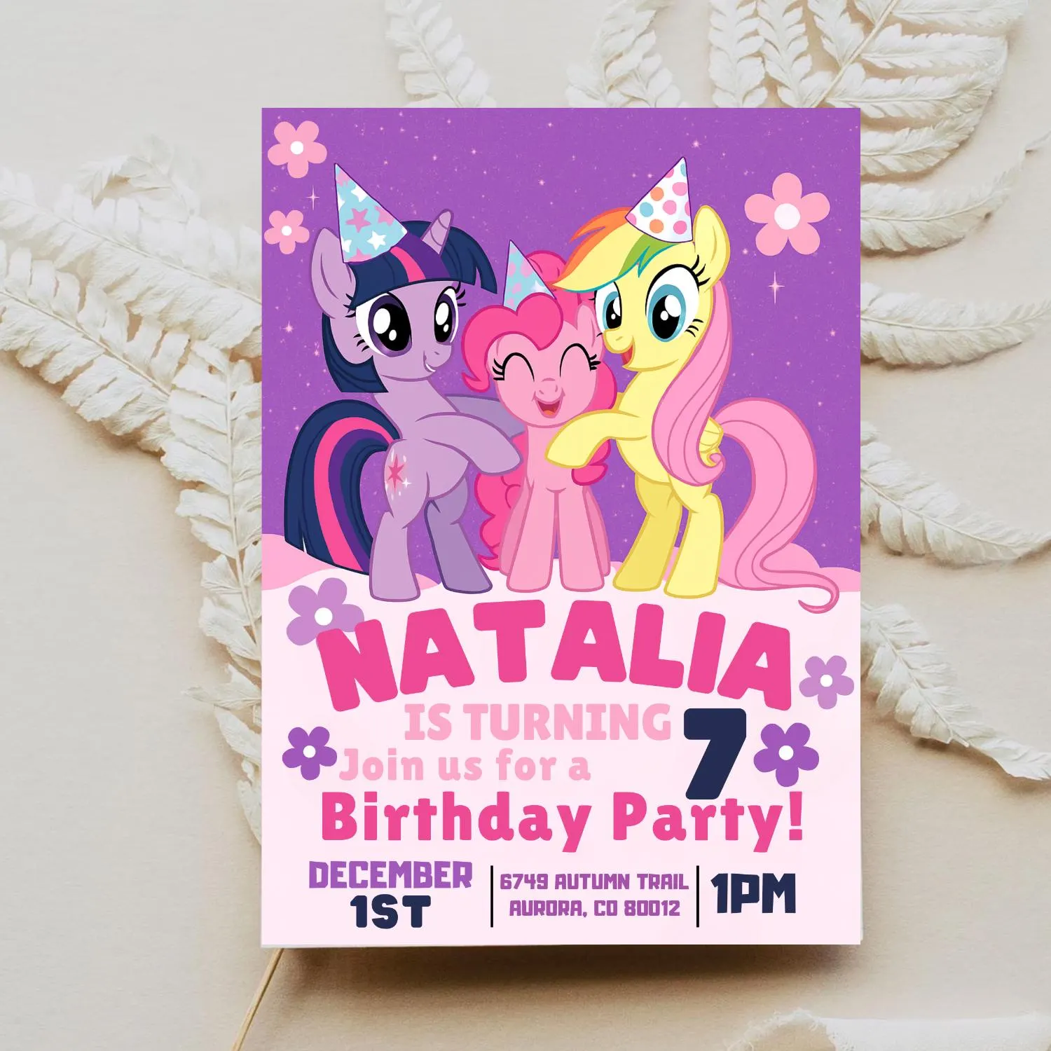 Pony Birthday Invitation: Rainbow Horse Party, Editable Template (Digital Download) - image 3