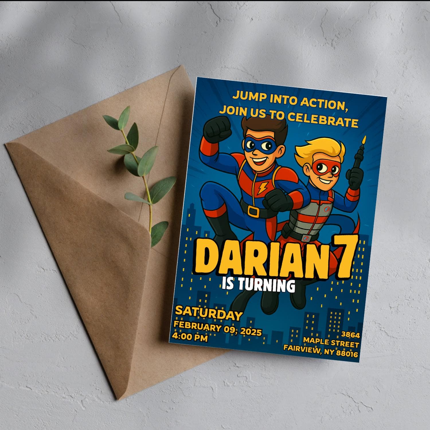 Superhero Birthday Invitation: Comic Book Party, Editable Template (Digital Download) - image 2