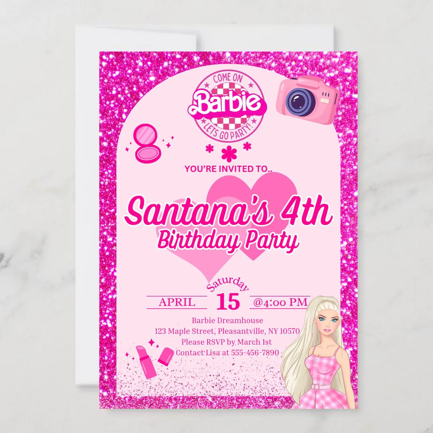 Barbie Birthday Invitation: Princess Party, Editable Template (Digital) - image 3
