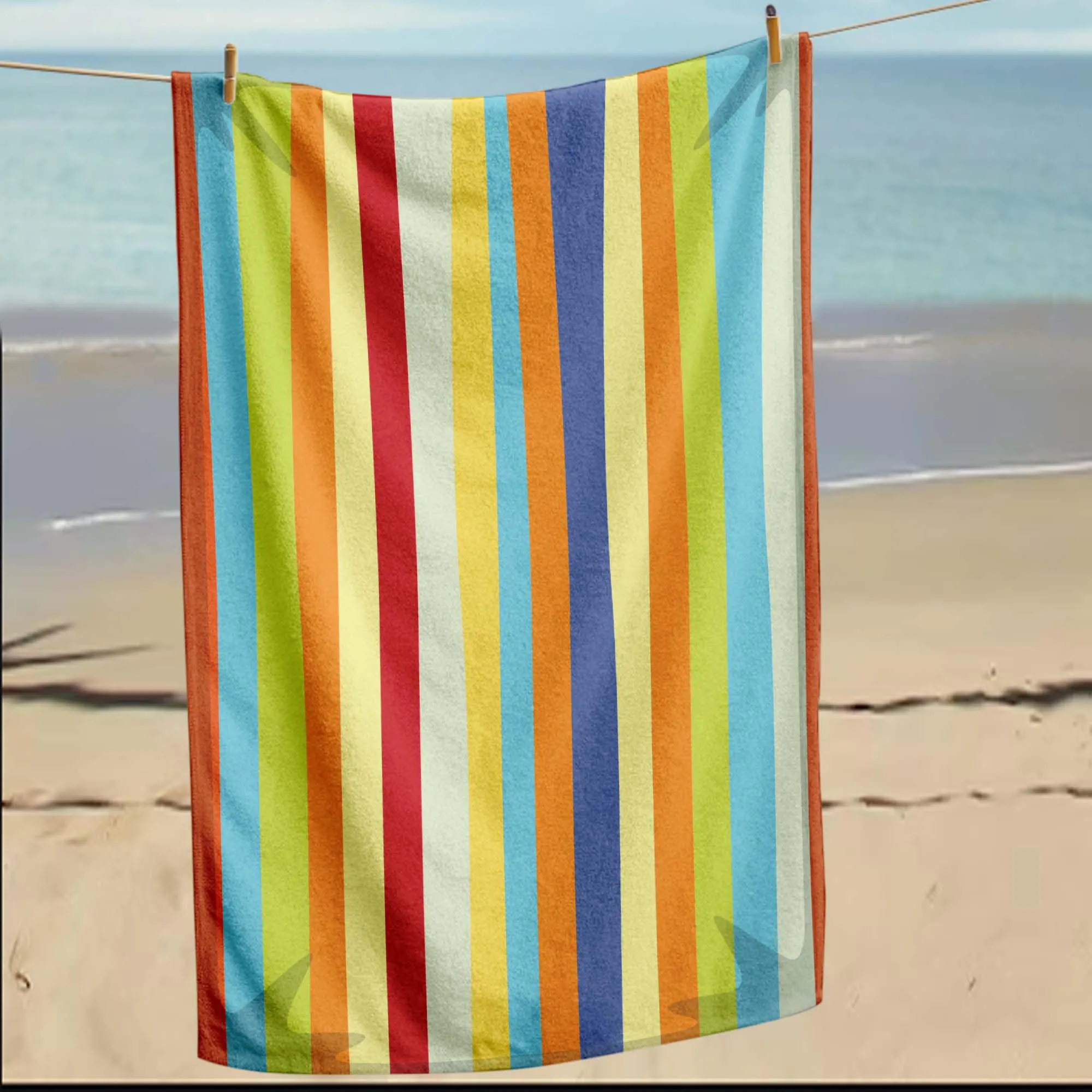 Striped Beach Towel, Colorful Summer Towel, Rainbow Pool Towel, Travel Beach Towel, Holiday Swim Towel, Fun Beach Accessory,Summer Gift Idea