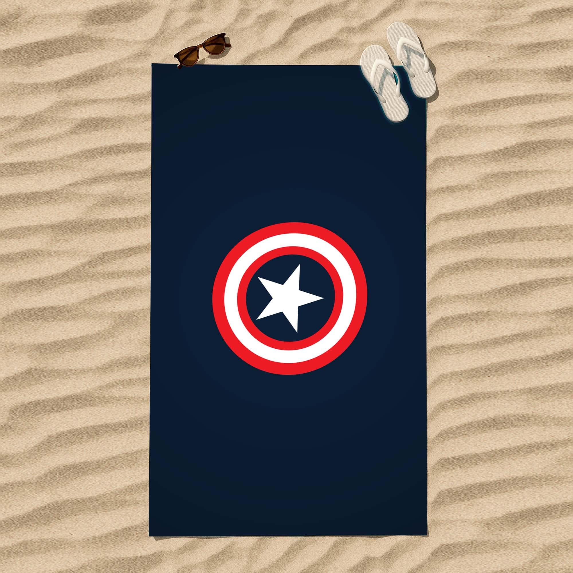 Captain America Shield Towel, Superhero Beach, Star Shield Towel, Comic Style Towel, Kids Hero Towel, Patriotic Star Towel, Shield Towel