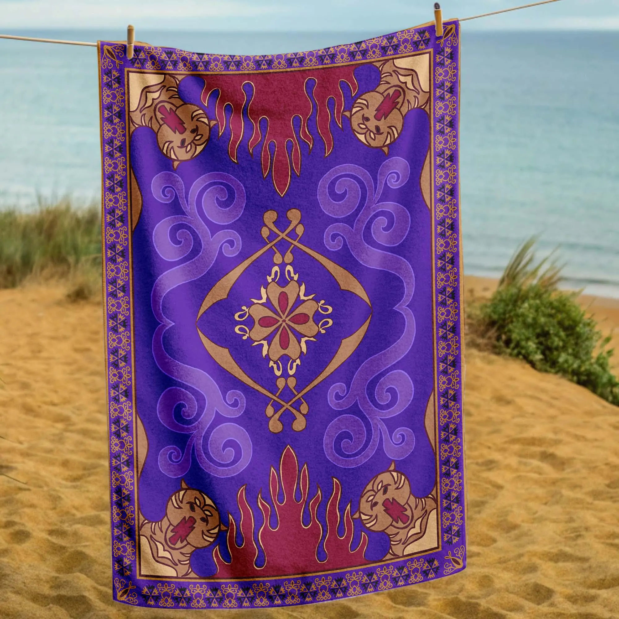 Aladdin Towel, Magic Towel, Arabian Nights Decor, Aladdin Inspired Towel, Genie Lamp Design, Princess Towel, Kids Bath Towel, Fantasy Theme