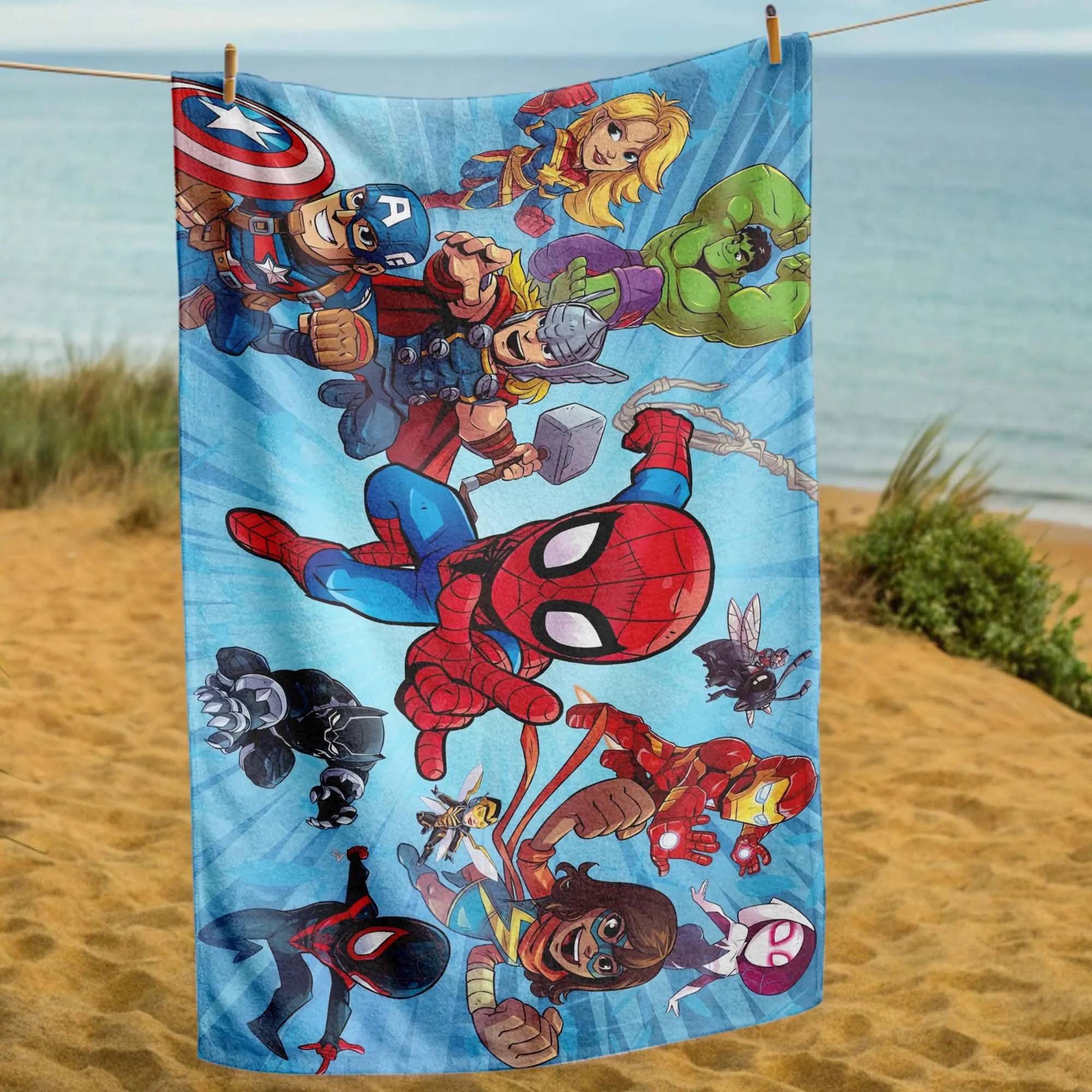 Superhero Towel, Heroes,Comic Art, Spiderman, Heroic Design, Soft Towel, Unisex Gift, Geek Decor