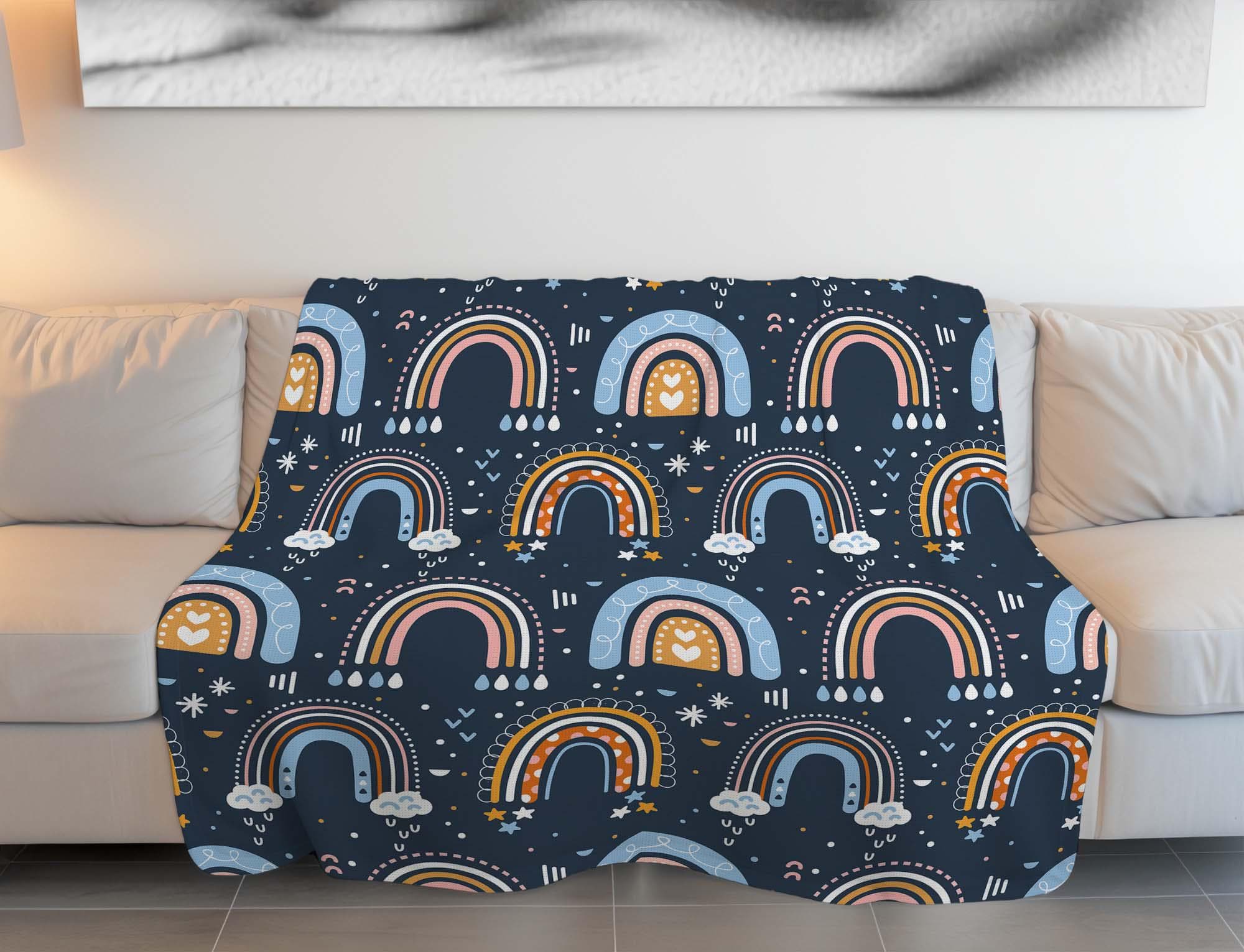 Rainbow Blanket,Vibrant Digital Print Blanket, Cozy Rainbow Decor, Bright and Cheerful Throw, Gift for Color Lovers, Rainbow Pattern Blanket