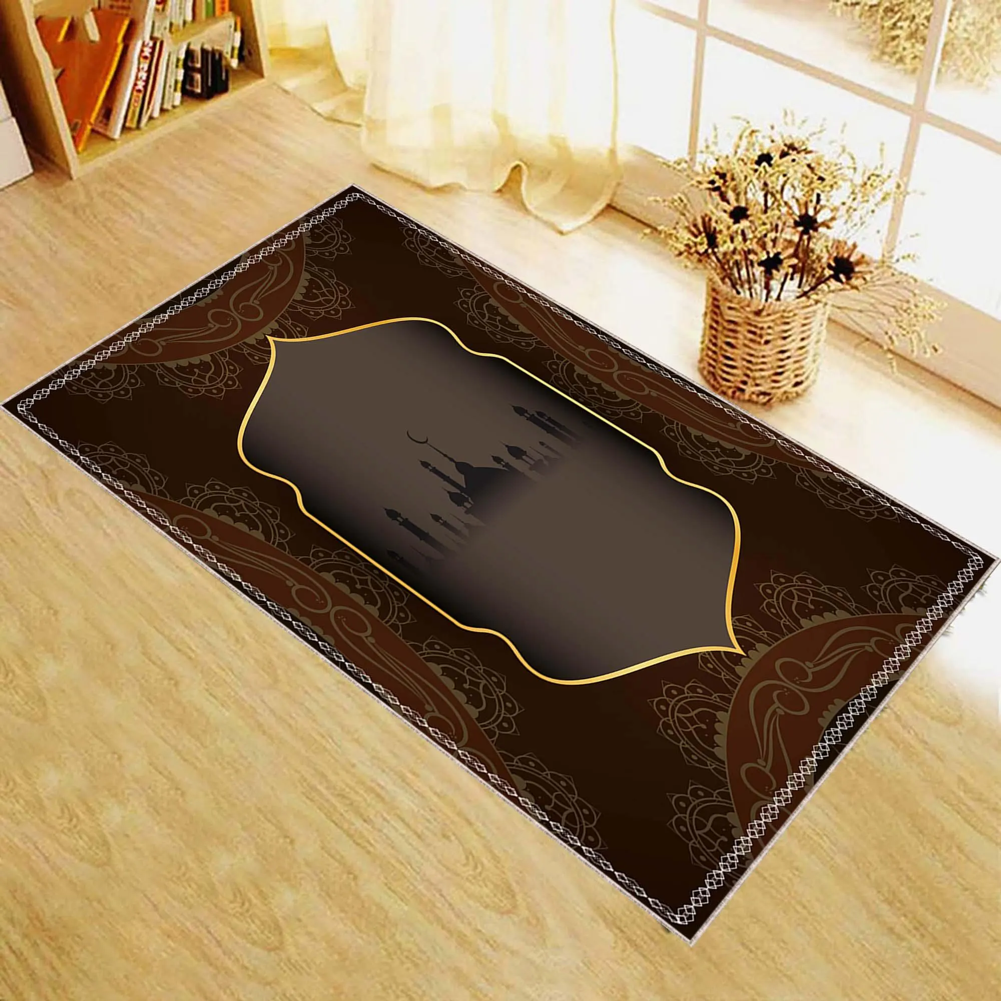 Elegant Mosque Design Prayer Rug: Muslim Gift, Meditation Decor
