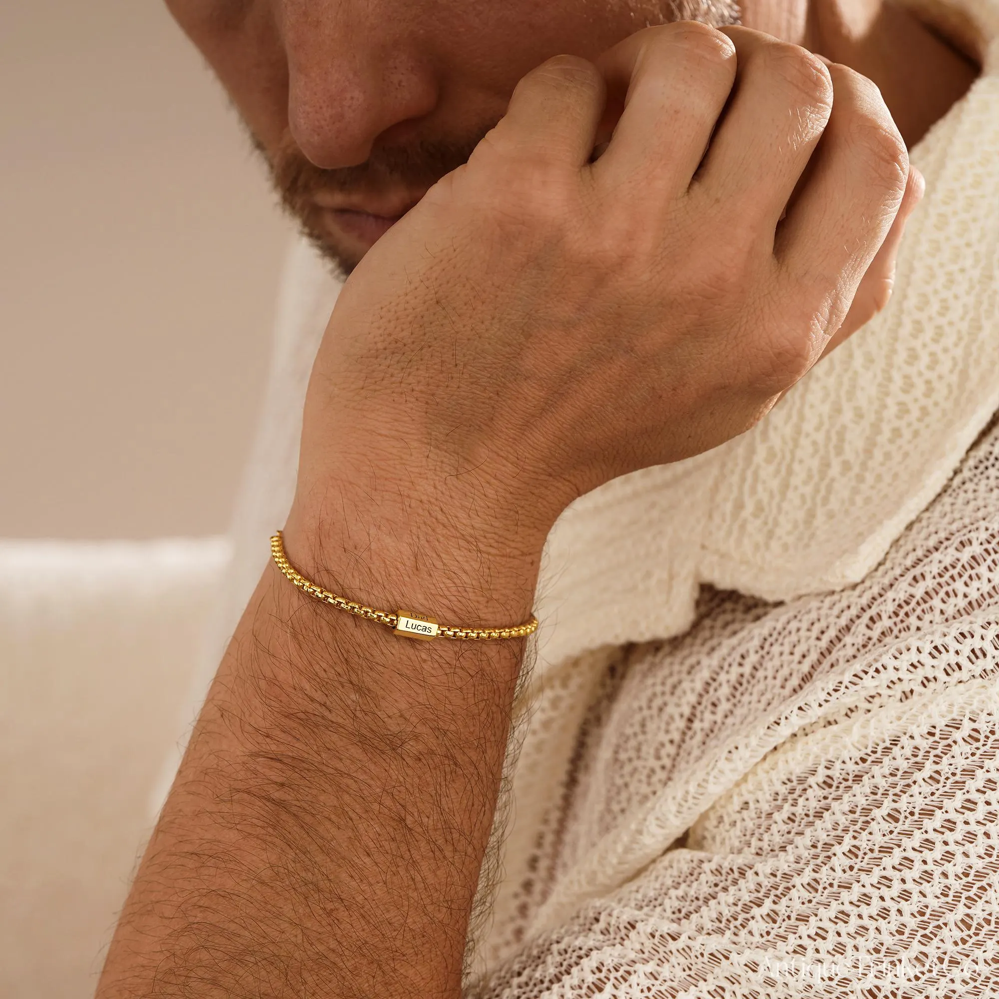 Custom Name Bracelet Men, Mutiple Engraved Letter Bracelet, Dad Bracelet, Personalized Mens Jewelry, Fathers Day Gift, Husband Gift for Him - image 2