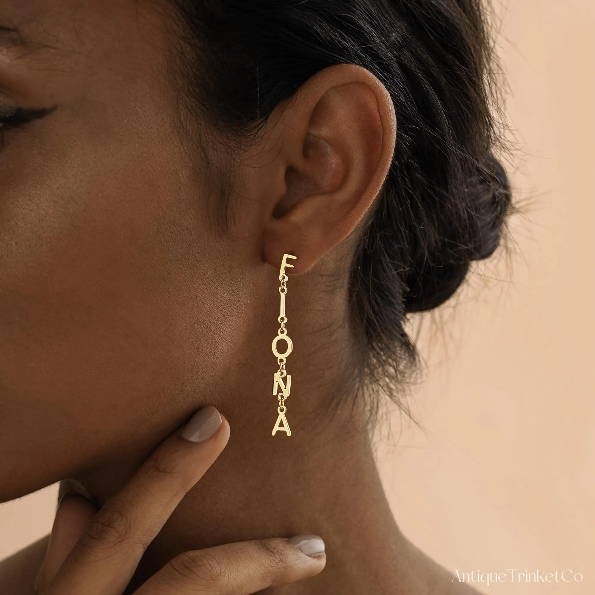 Personalized Name Drop Earrings, Initial Dangle Earrings, Gold Letter Earrings, Birthday Gift, Anniversary Gift, Bridesmaid Gifts for Her