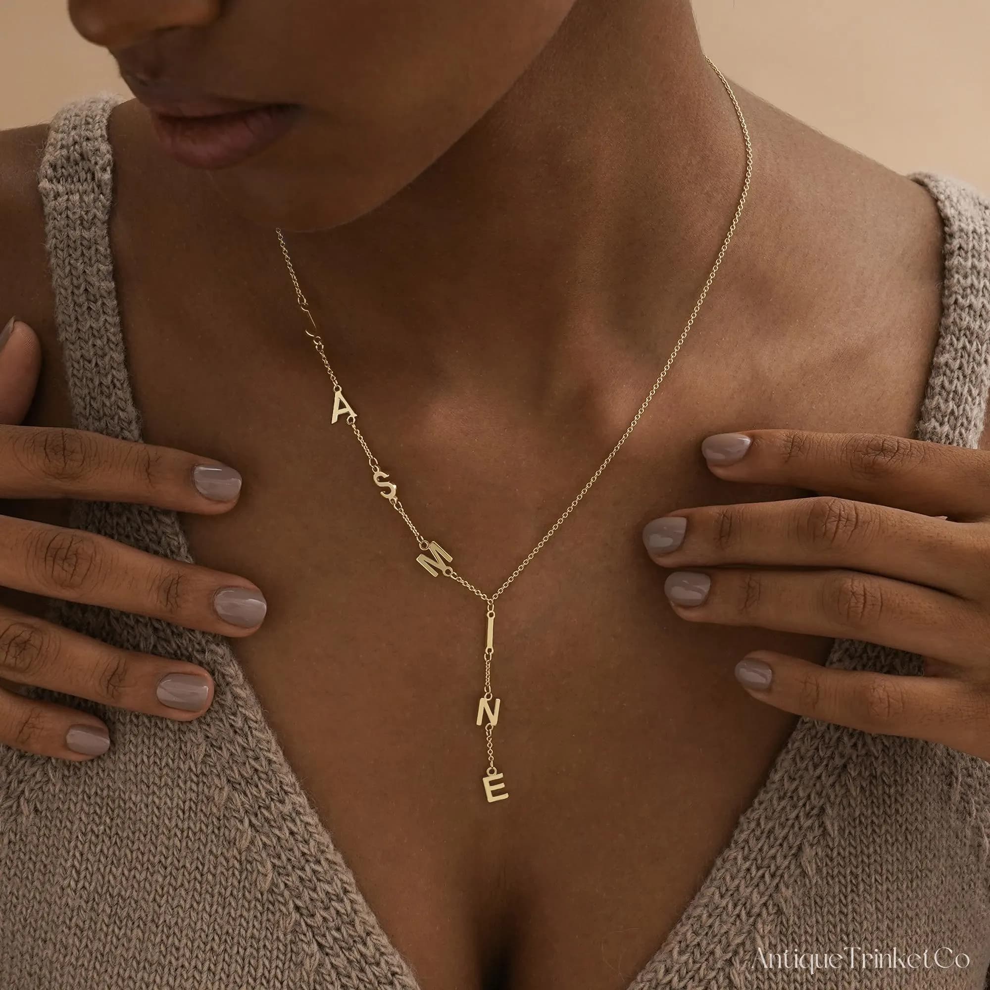 Personalized Name Necklace, Gold Drop Y Initial Necklace, Birthday Gift, Anniversary Gift, Wedding Bridesmaid Gifts,Christmas Gifts for Her