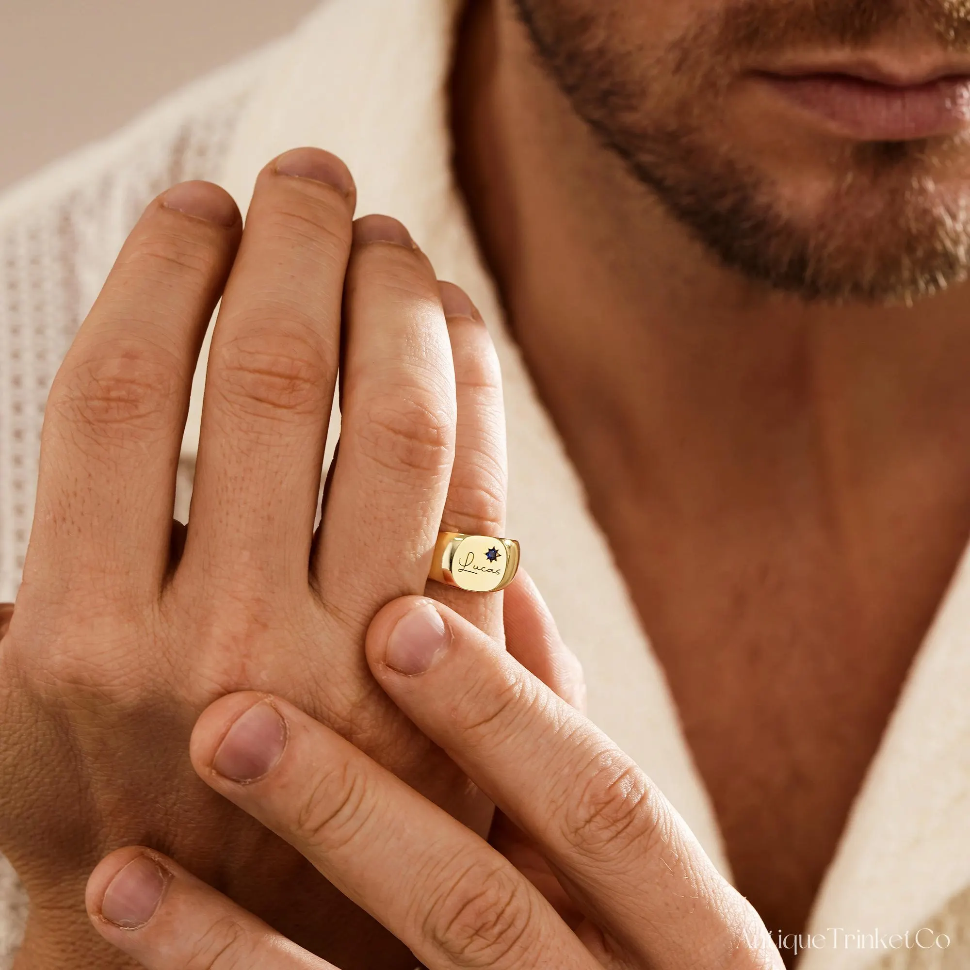 Custom Name Birthstone Ring, Men’s Engraved Ring, Personalized Signet Ring, Couple Gifts, Dad Gift for Him, Boyfriend Gift, Fathers Day Gift