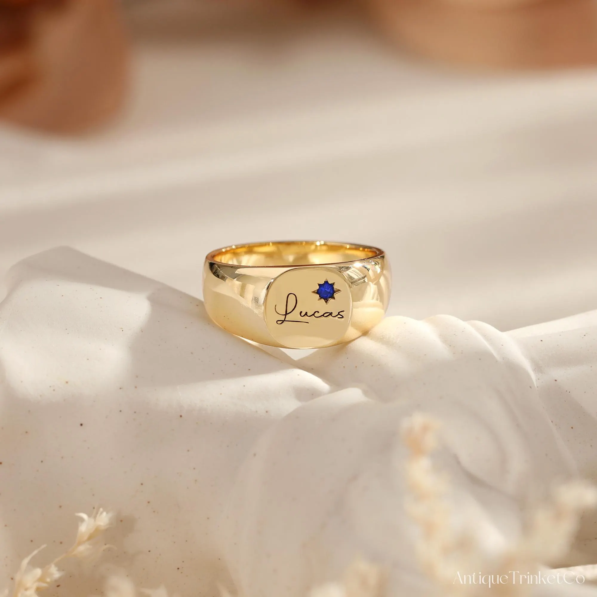 Custom Name Birthstone Ring, Men’s Engraved Ring, Personalized Signet Ring, Couple Gifts, Dad Gift for Him, Boyfriend Gift, Fathers Day Gift