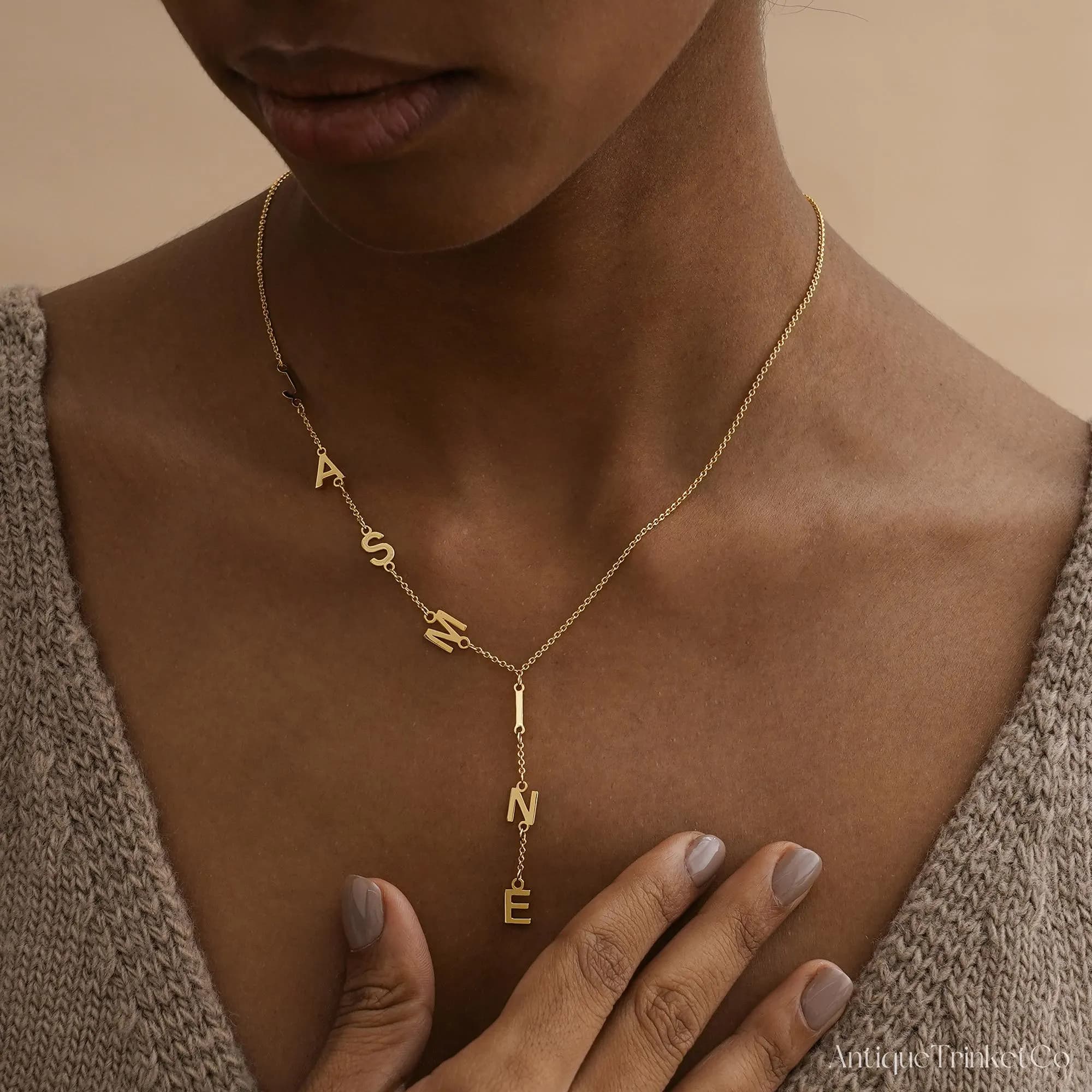 Personalized Name Necklace, Gold Drop Y Initial Necklace, Birthday Gift, Anniversary Gift, Wedding Bridesmaid Gifts,Christmas Gifts for Her