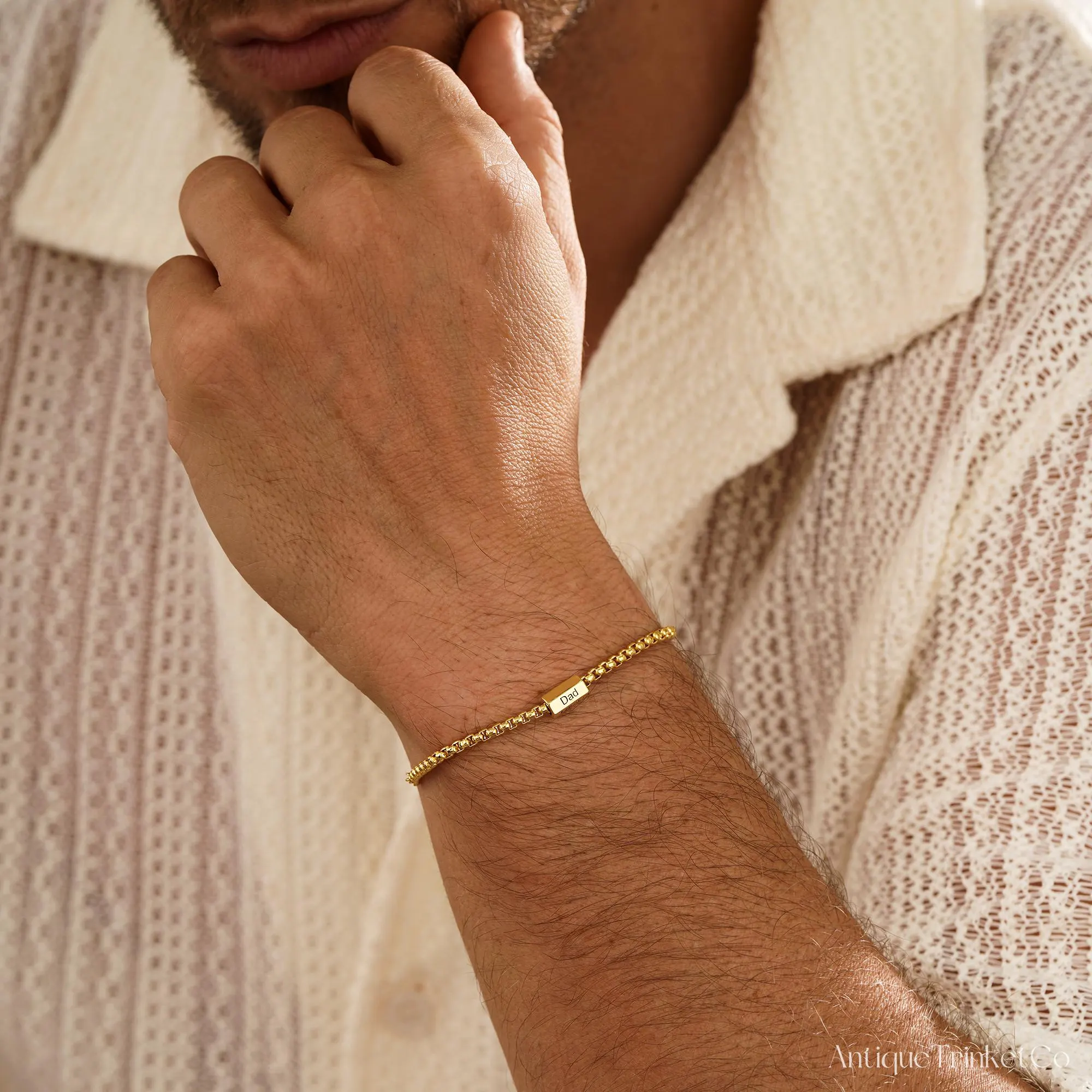 Custom Name Bracelet Men, Mutiple Engraved Letter Bracelet, Dad Bracelet, Personalized Mens Jewelry, Fathers Day Gift, Husband Gift for Him - image 5