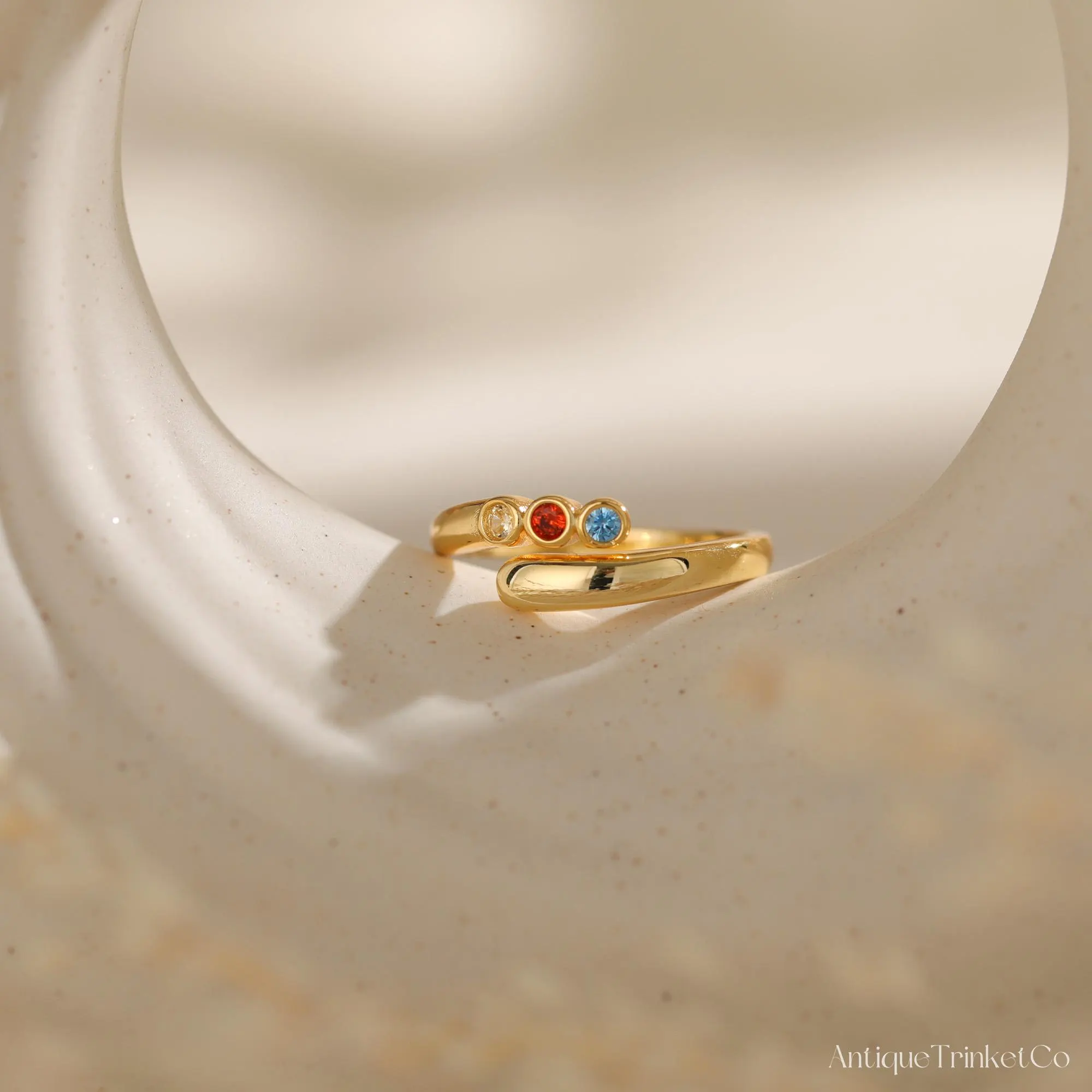 Custom Multi-Birthstone Ring, Minimalist Adjustable Ring, Family Birthstone Ring, Engagement Ring, Birthday Gift, Anniversary Gift for Her