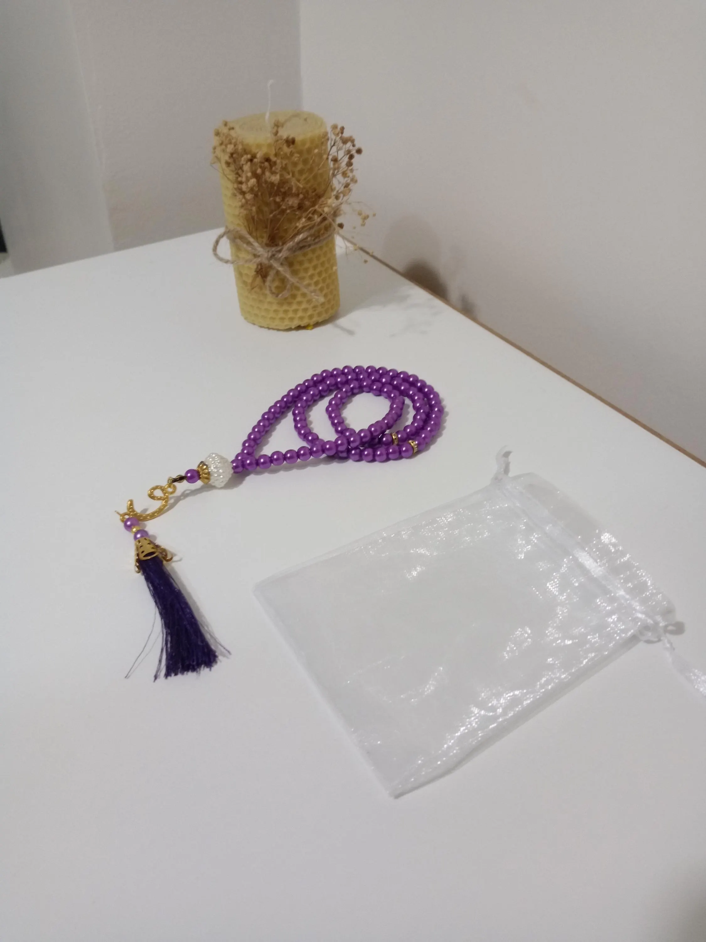 99 Bead Tasbih Prayer Beads; Tasbeeg in Tulle Pouch, Baby Mawlid Favor, Islamic Gift - image 4