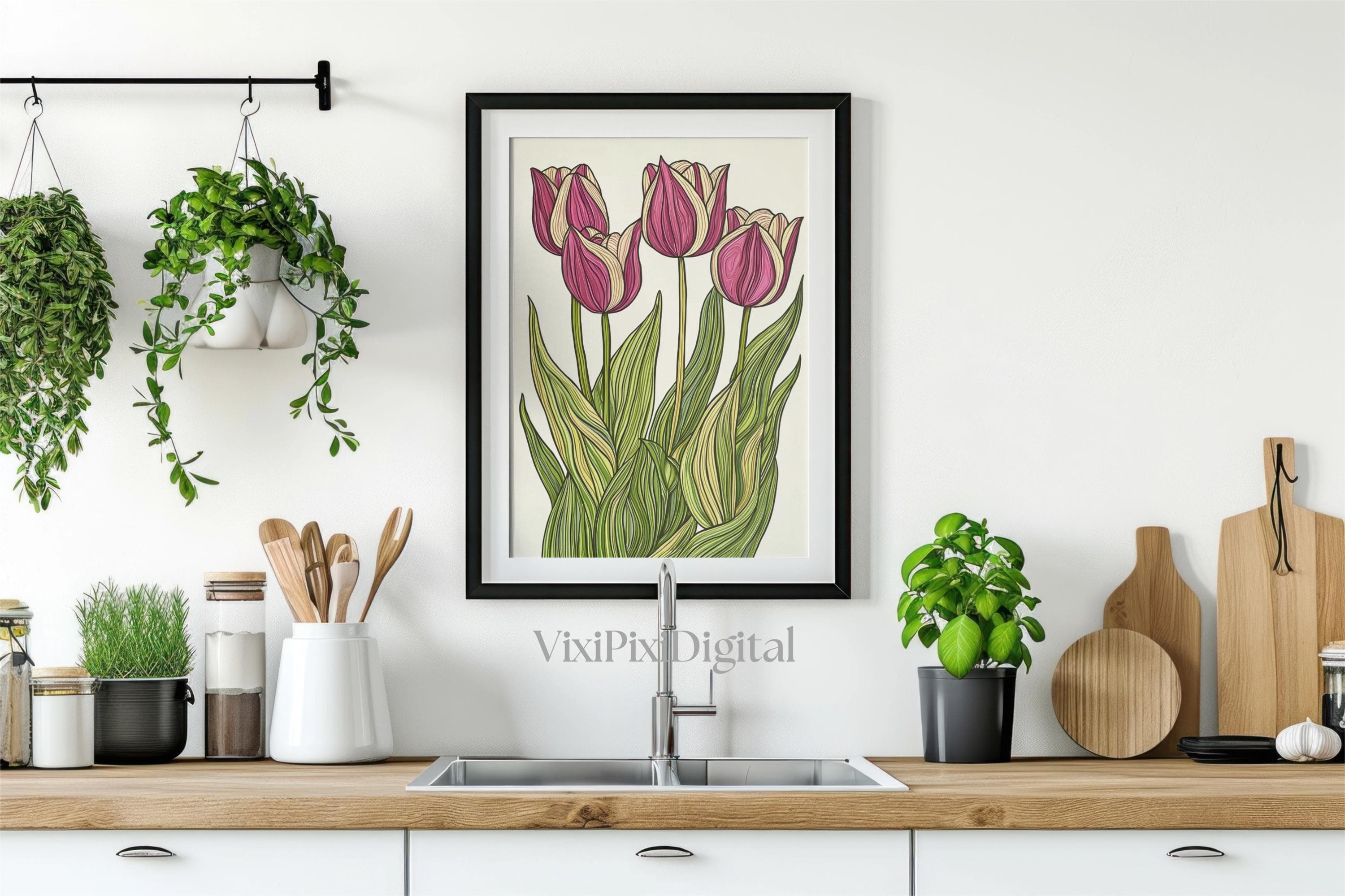Tulips Line Art Print: Modern Floral Illustration (Digital Download) - image 4