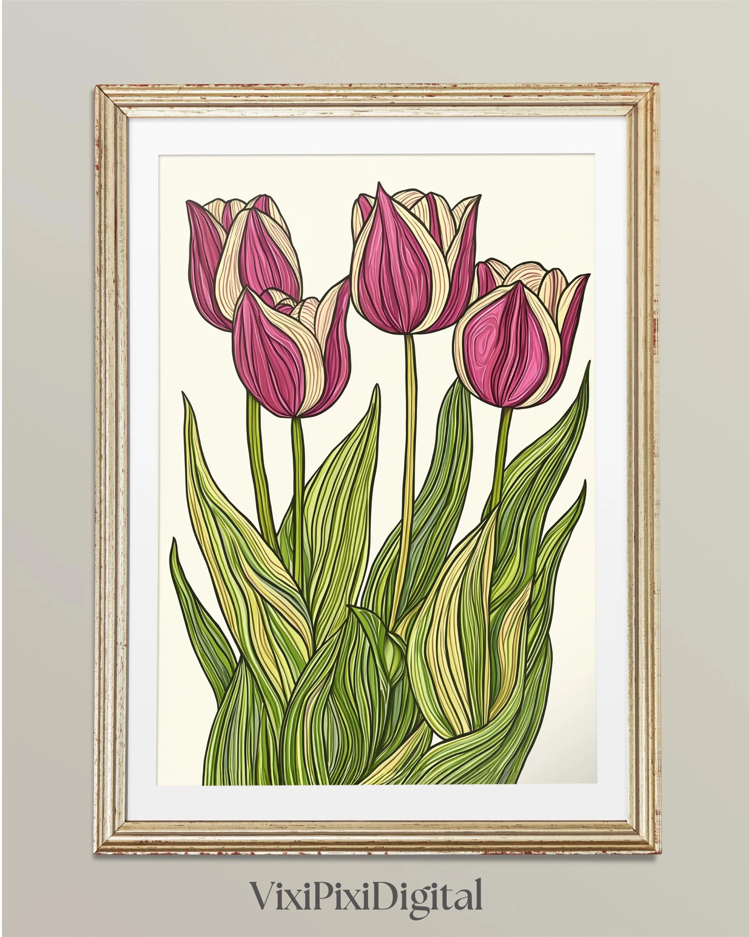 Tulips Line Art Print: Modern Floral Illustration (Digital Download)
