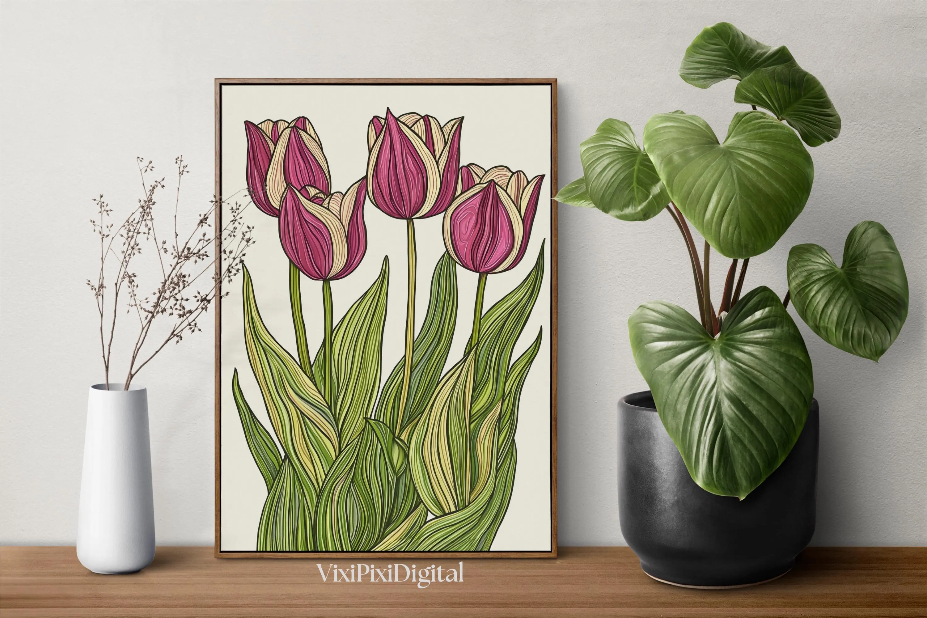 Tulips Line Art Print: Modern Floral Illustration (Digital Download) - image 2
