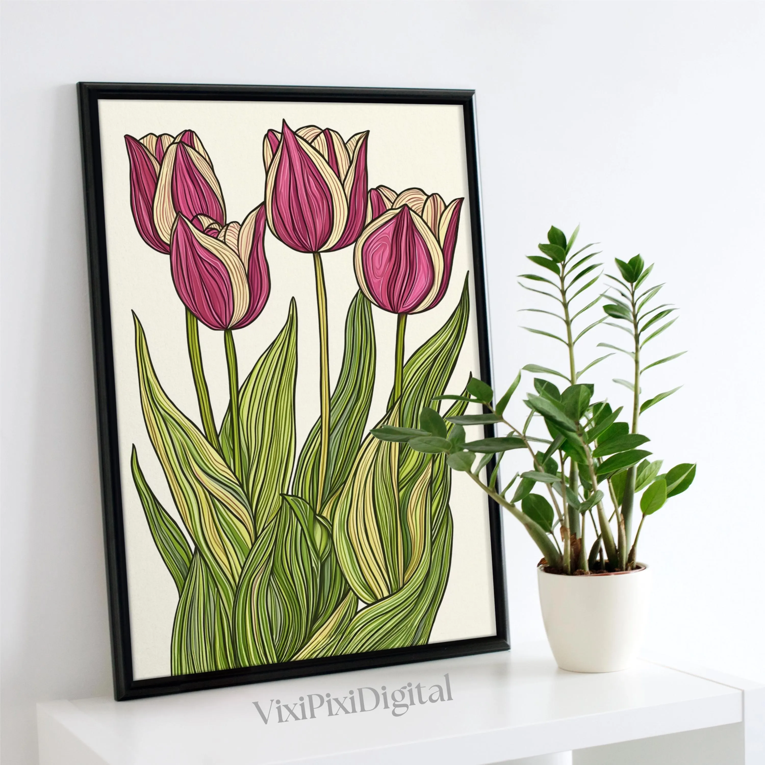 Tulips Line Art Print: Modern Floral Illustration (Digital Download) - image 3