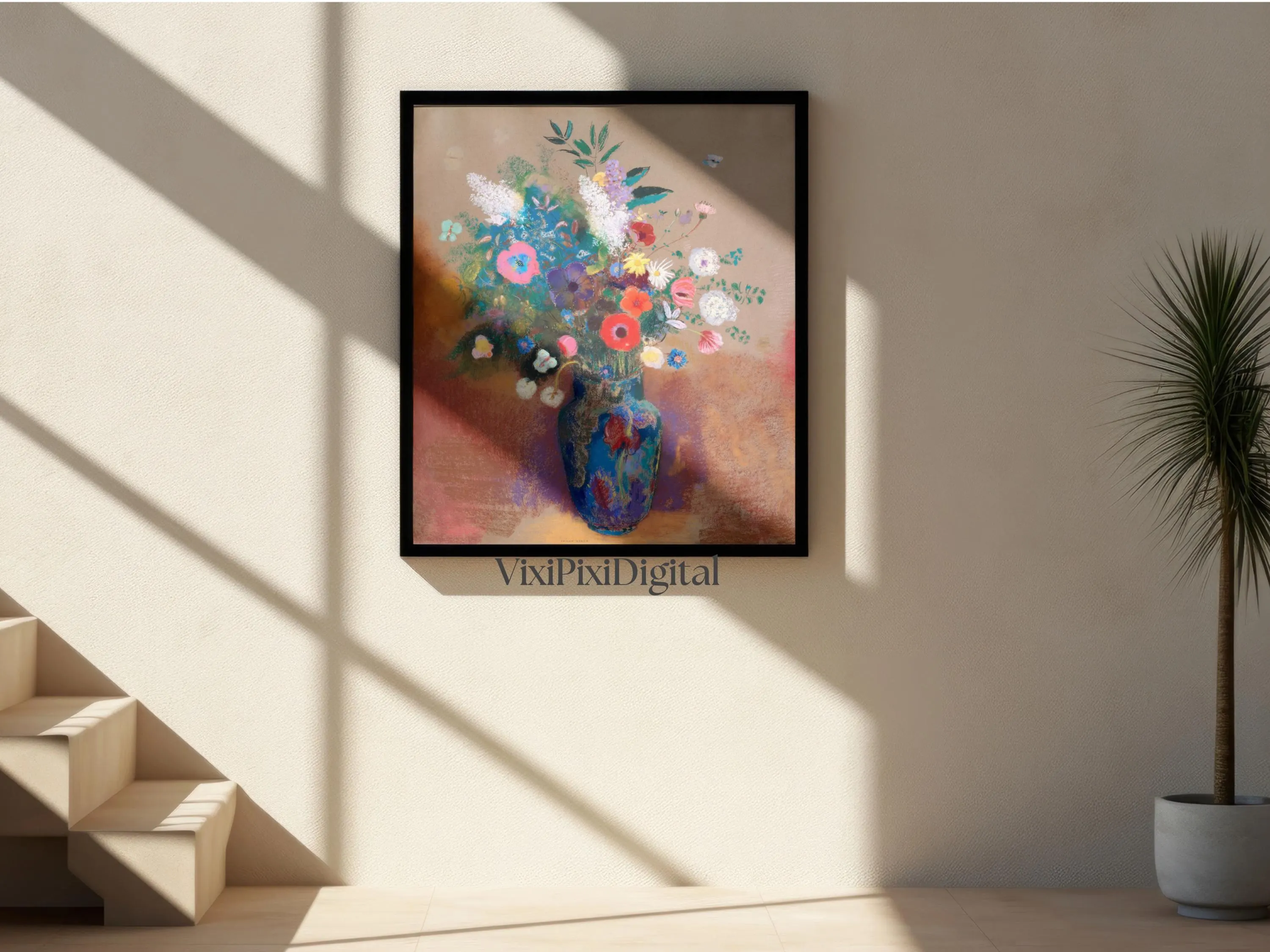 Vintage Floral Oil Painting Print: Redon Flower Bouquet (Digital Download) - image 5