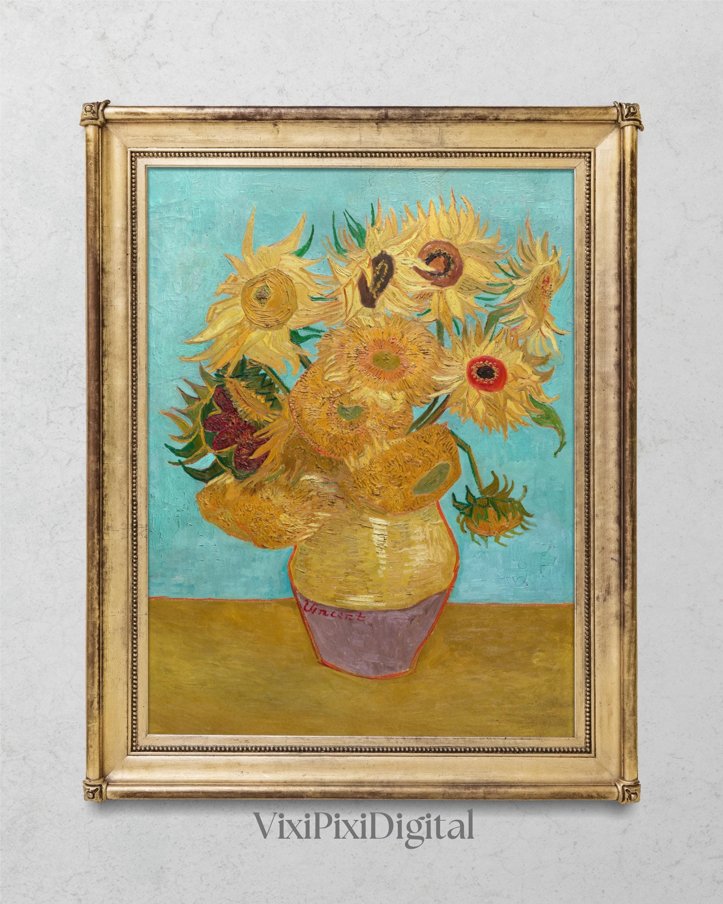 Van Gogh Sunflowers Print: Vintage Floral Oil Painting (Digital Download)