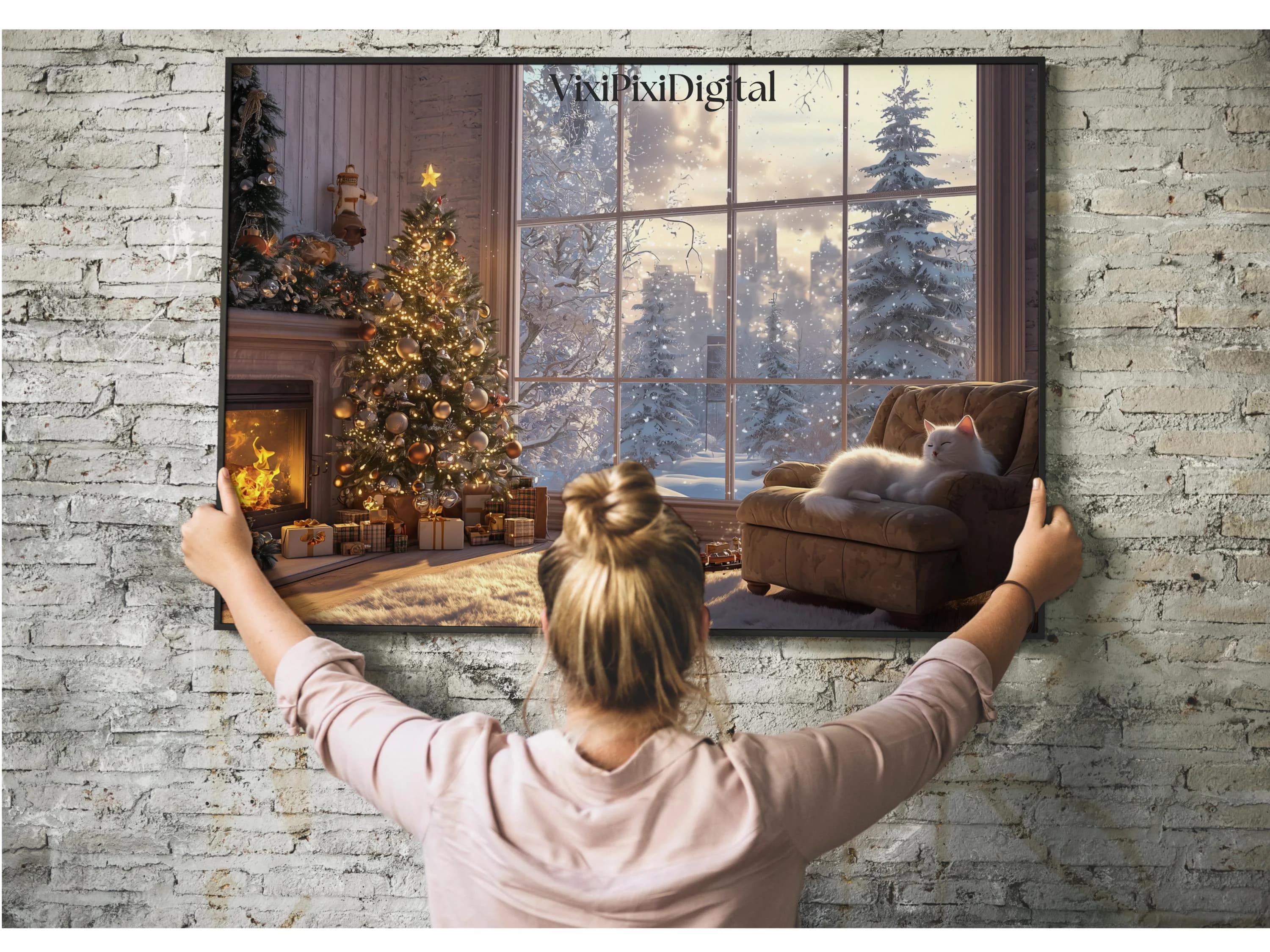 Christmas Cat Print: Cozy Winter Home Decor (Digital Download) - image 4