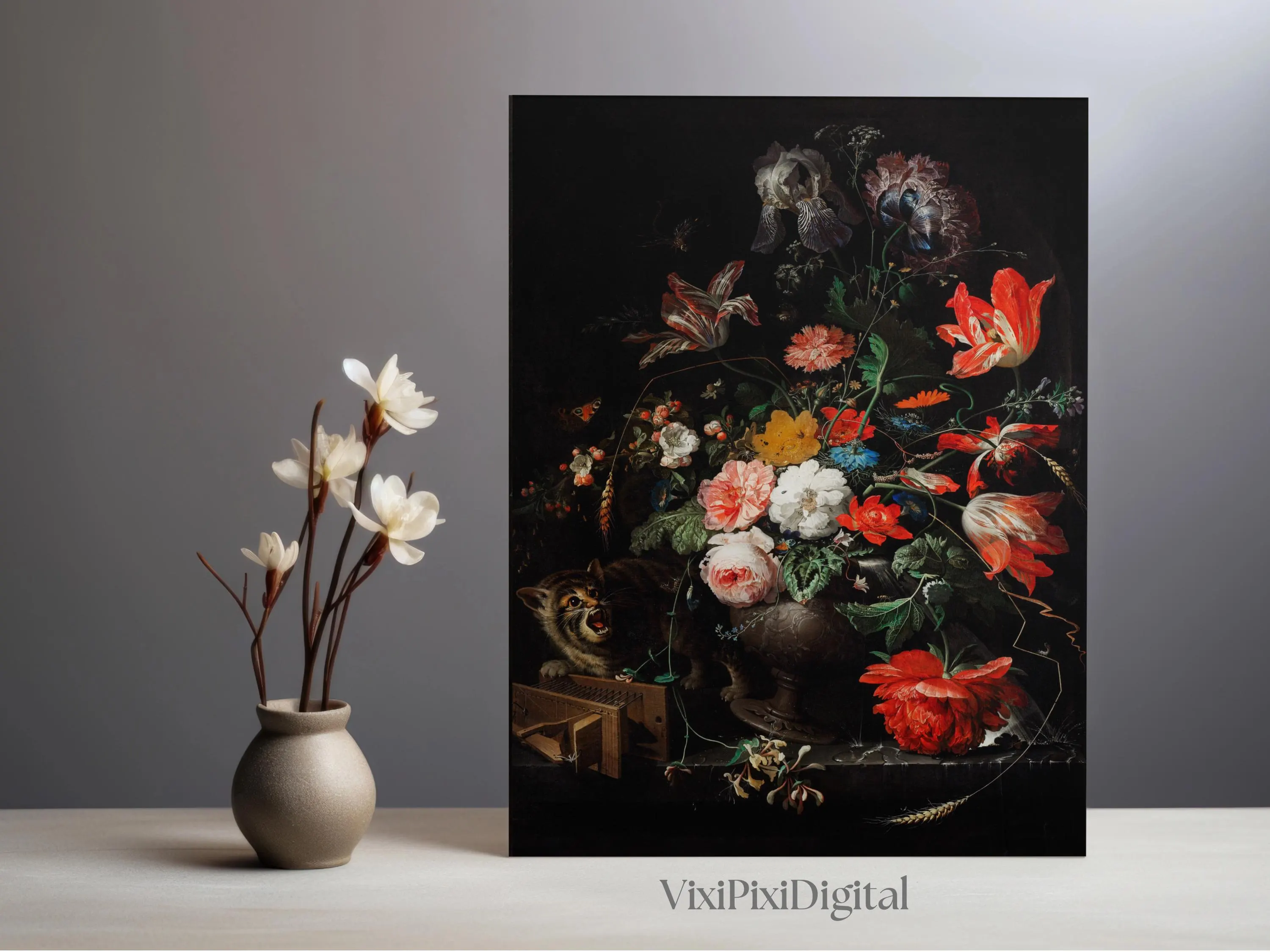 Antique Floral Oil Painting Print: Dark Academia Botanical Art (Digital Download) - image 2