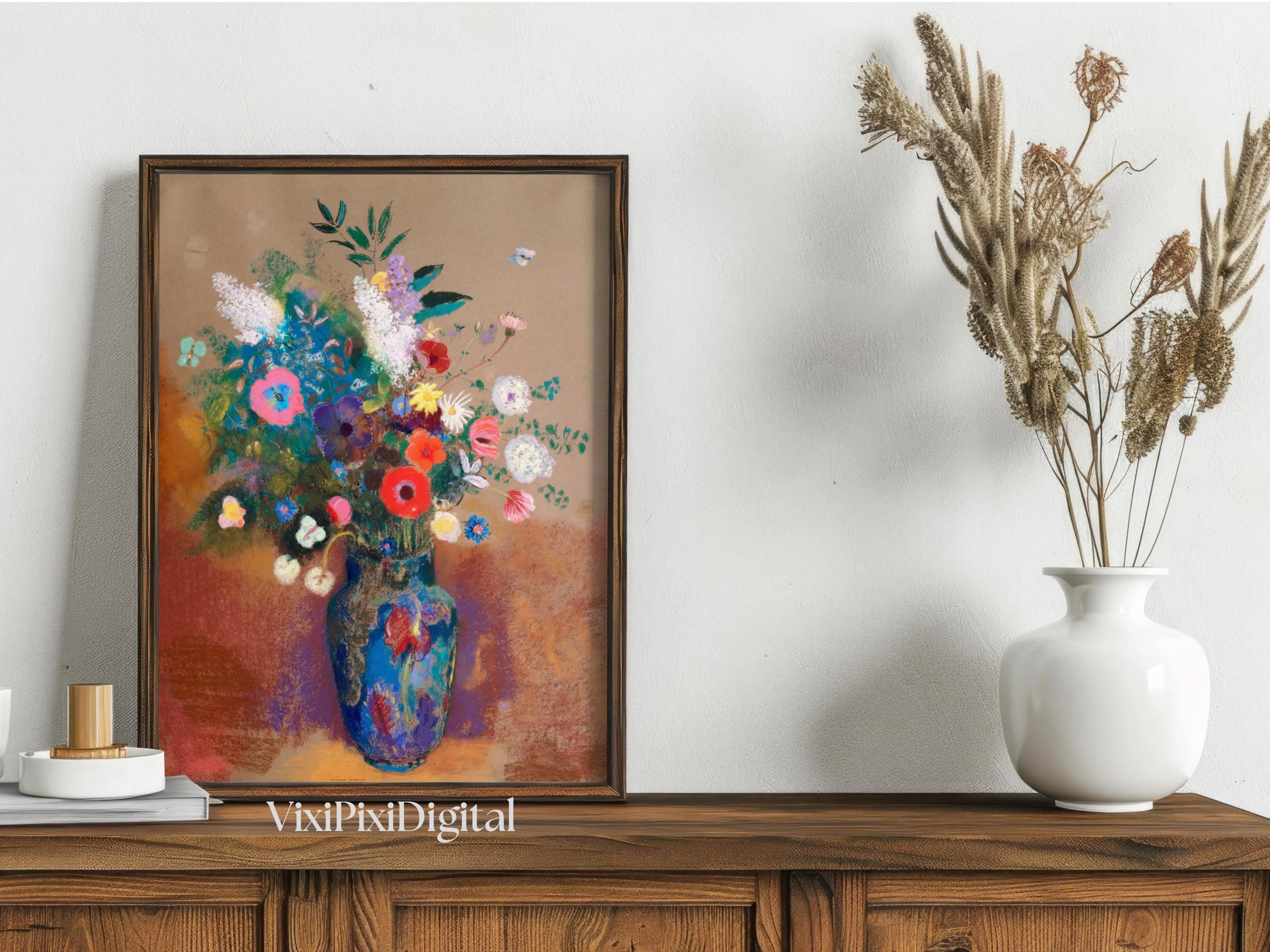 Vintage Floral Oil Painting Print: Redon Flower Bouquet (Digital Download) - image 4