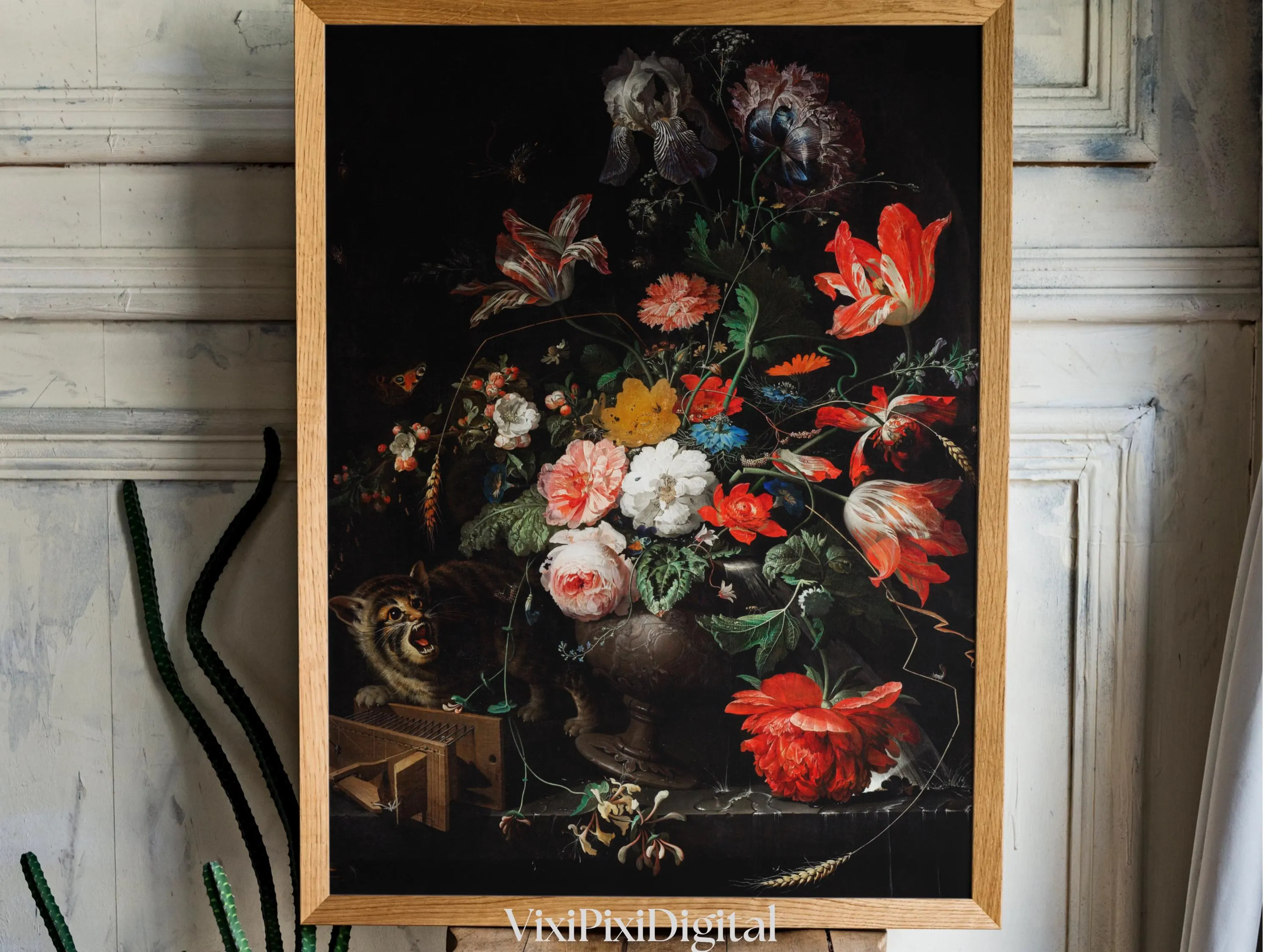 Antique Floral Oil Painting Print: Dark Academia Botanical Art (Digital Download) - image 4