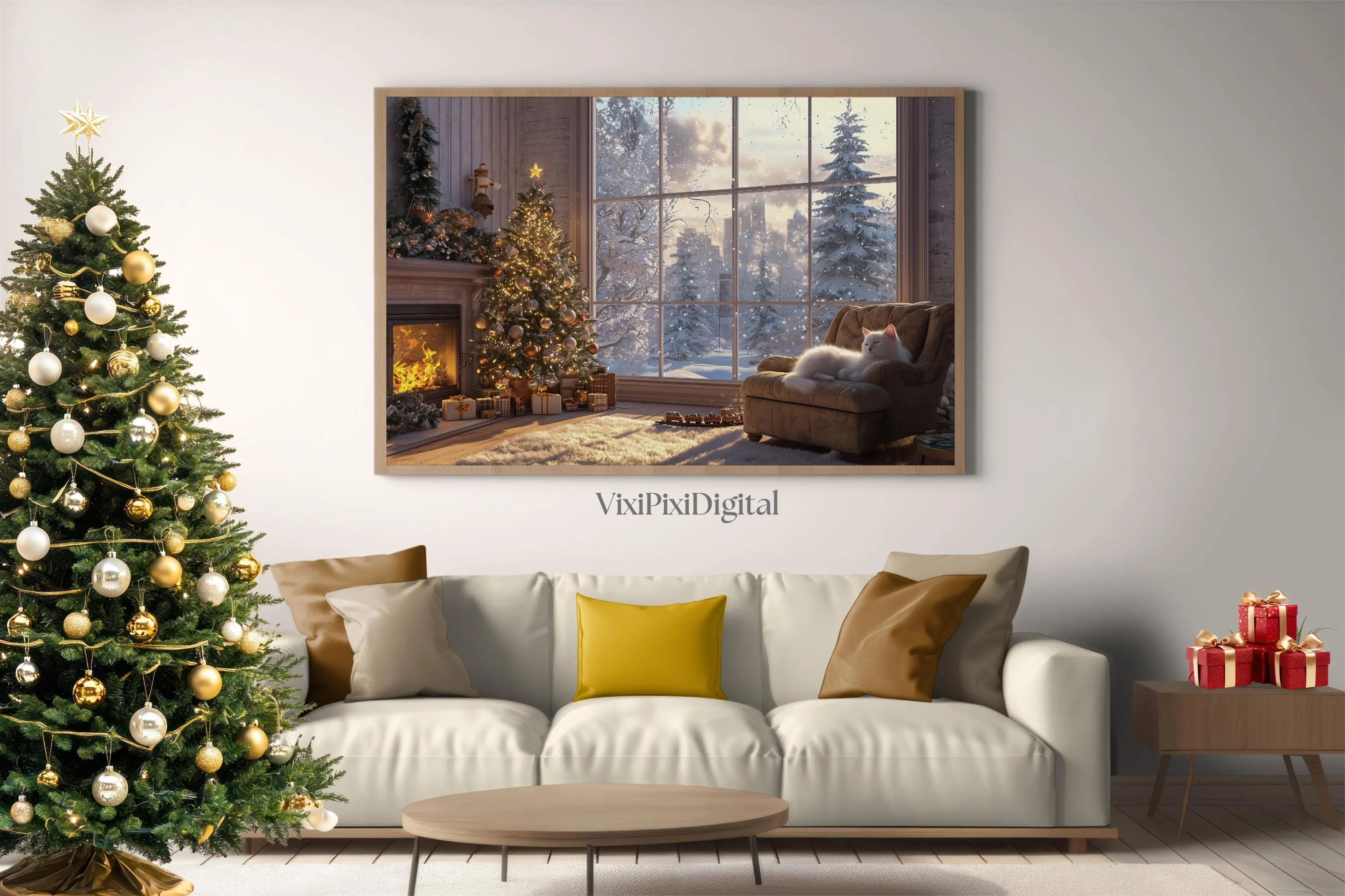 Christmas Cat Print: Cozy Winter Home Decor (Digital Download) - image 3