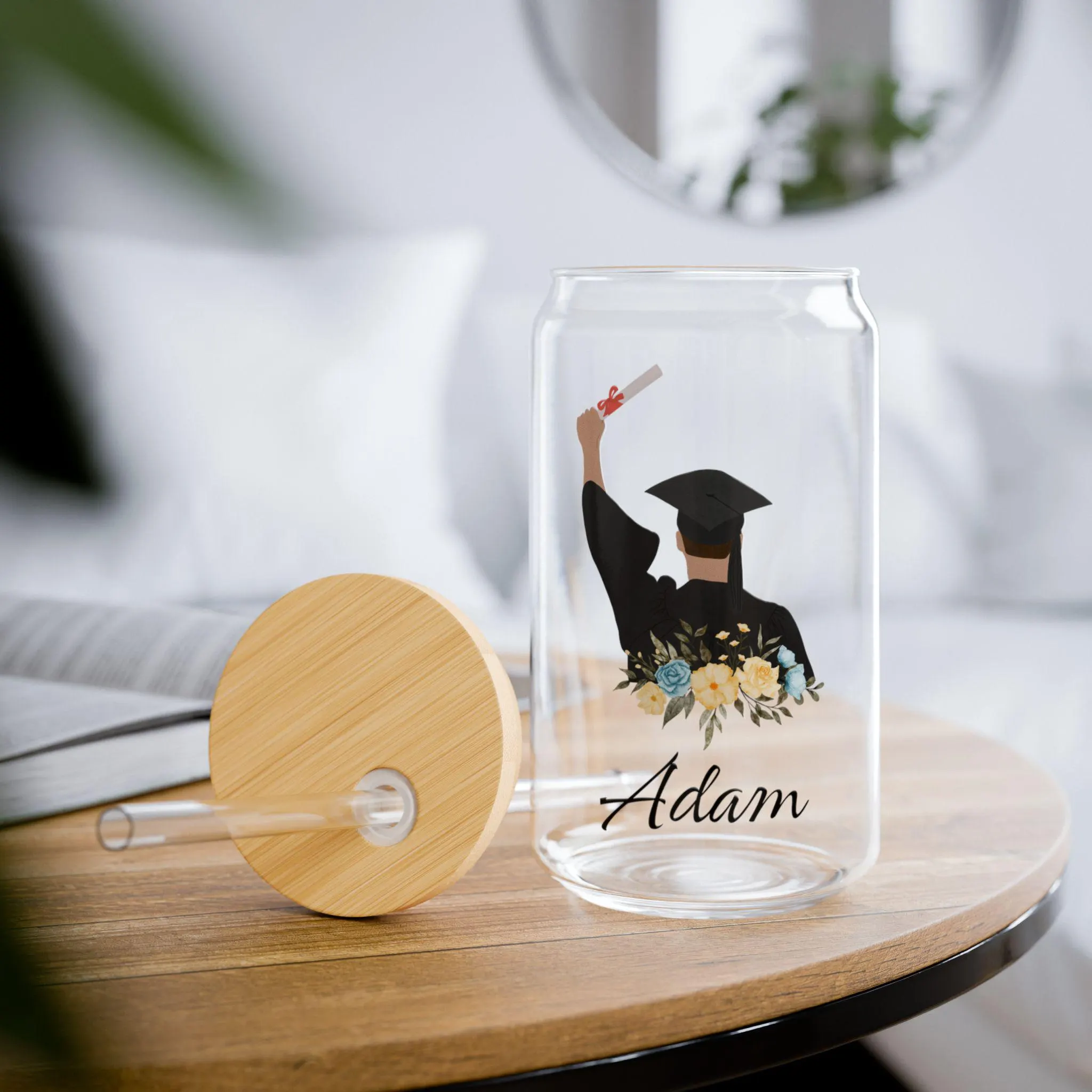 Personalized Boy Graduation Gift for Him Glass Cup Male Graduation College Gift Son Grad Tumbler High School Graduation Iced Coffee Cup Gift - image 3