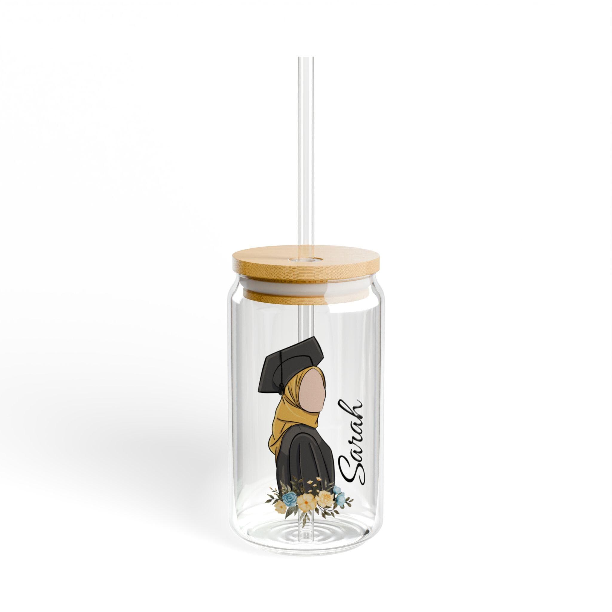 Personalized Muslim Graduation Gift Glass Cup, Custom Muslimah Graduation College Gift 2025 Grad Tumbler Coffee Cup Islamic Graduation Gift - image 5